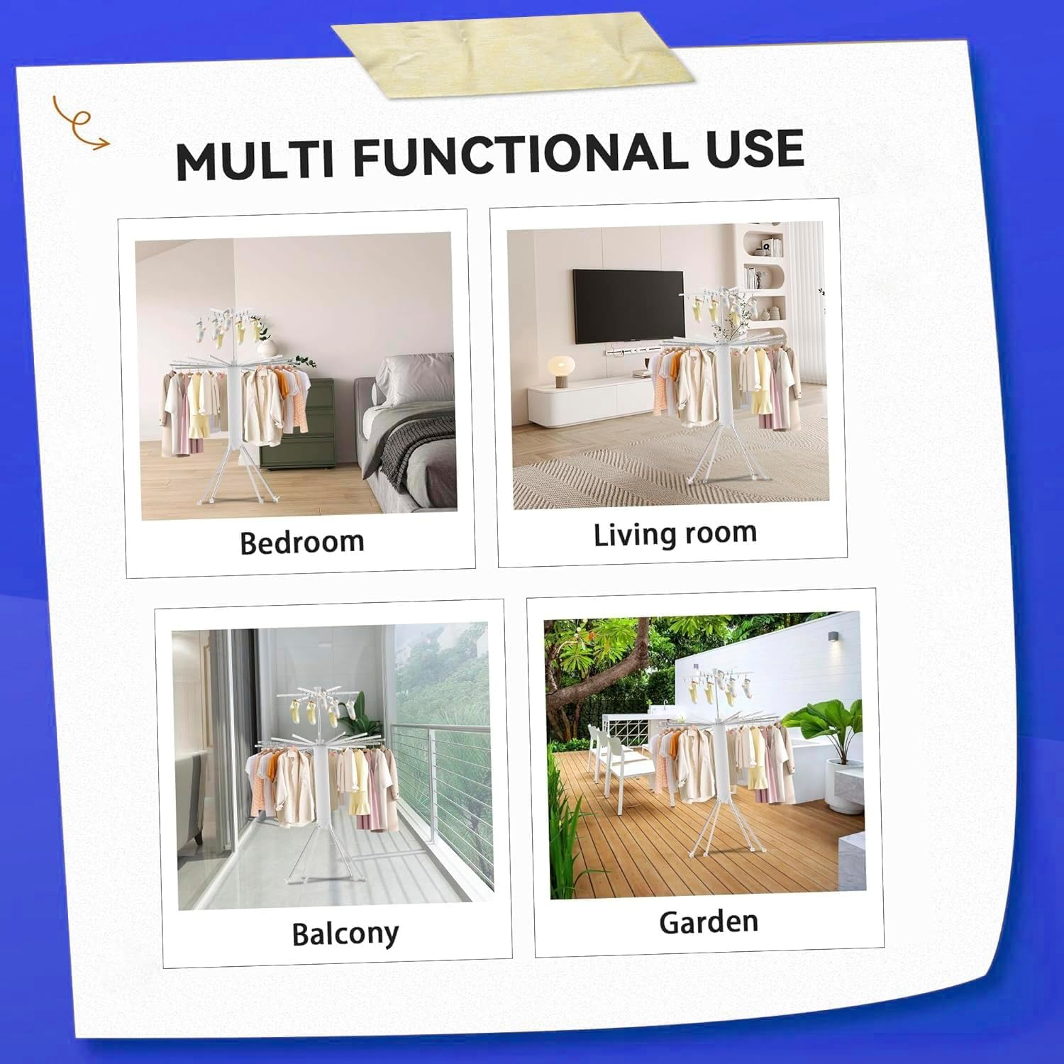 SIMTWO 2-Level Clothes Drying Rack Foldable, Portable Laundry Drying Rack with 21 Rods, Collapsible Folding Drying Rack for Clothes with 4 Legs, Aluminum Standing Dry Racks for Indoor & Outdoor image number 3