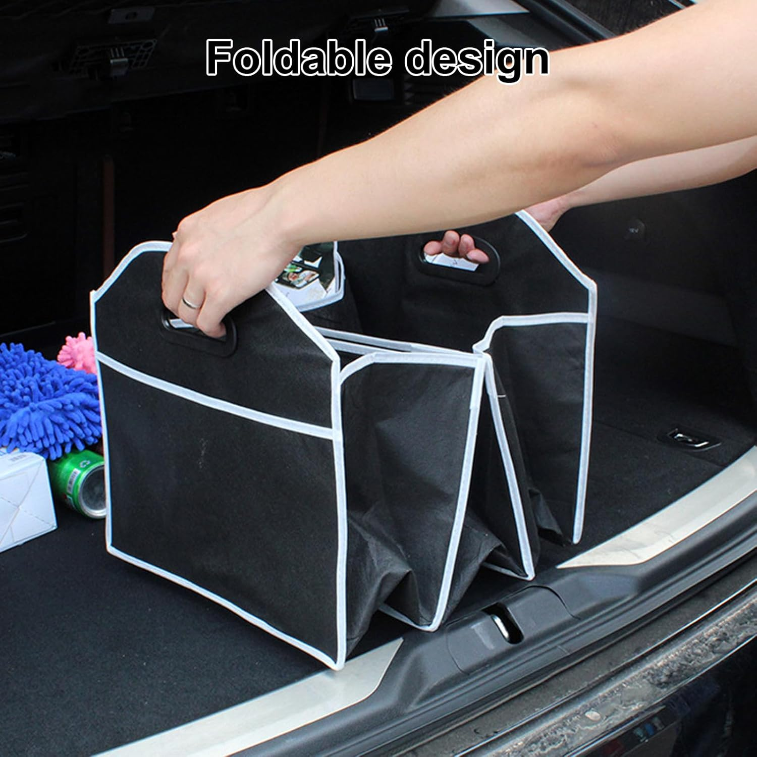 Trunk Organizer for Car & SUV | Collapsible Boot Storage Organizer with Removable Divider | Car Caddy & Grocery Bag Holder for Vehicle Storage image number 3