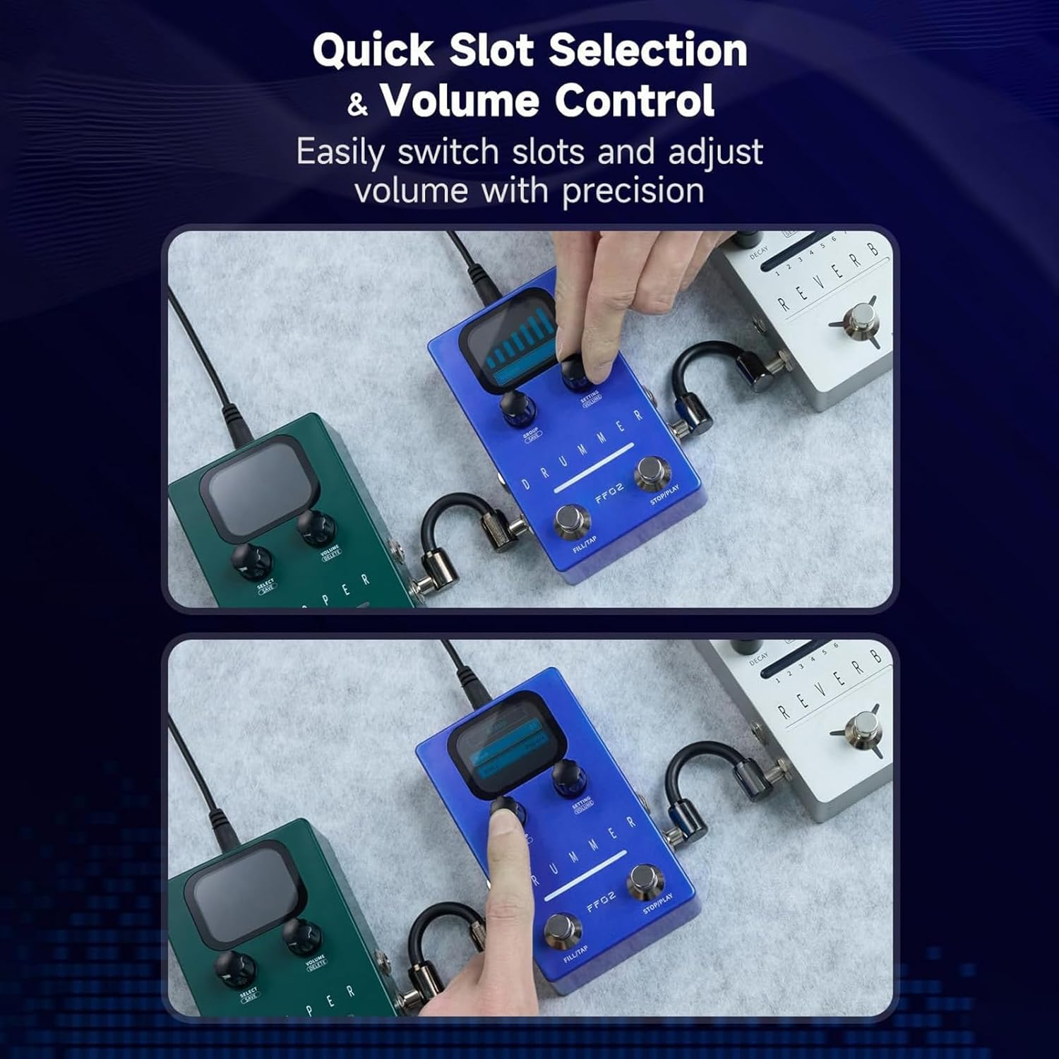 Pyhodi 121 Drum Grooves Rhythmic Guitar Effects Pedal, 66 Customizable Slots, Stereo I O for Live Studio Performance, 11 Styles Drum Machine with Sampling Rate 44.1Khz 16 Bit (AU Plug) image number 5