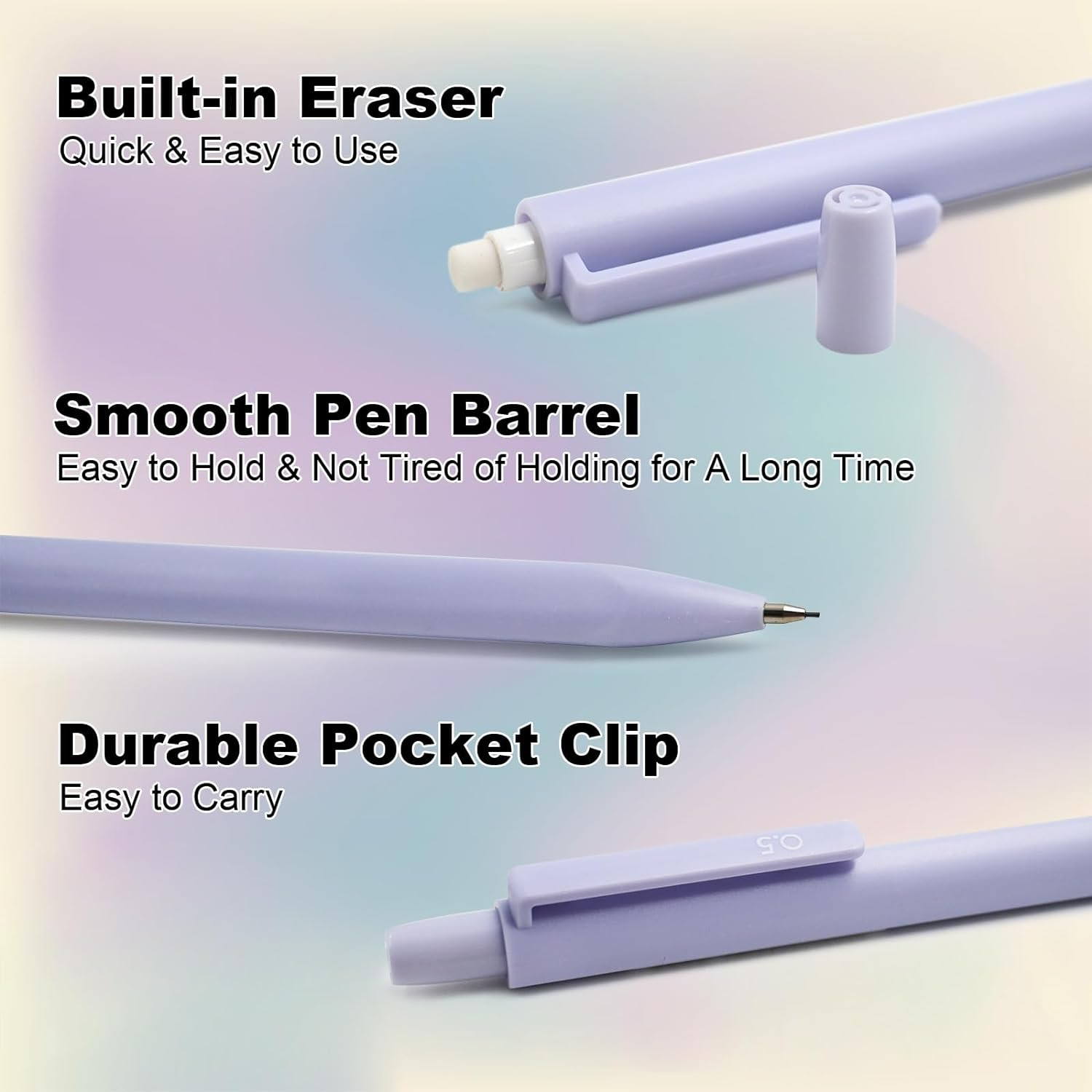 Cute Mechanical Pencil Set, 6 PCS Led Pencils, Pastel Pencil Mechanical, 120 Pencil Refills 0.5 0.7 MM, 4 Pack Erasers, Aesthetic School Writing Supplies for Women Girls Gifts