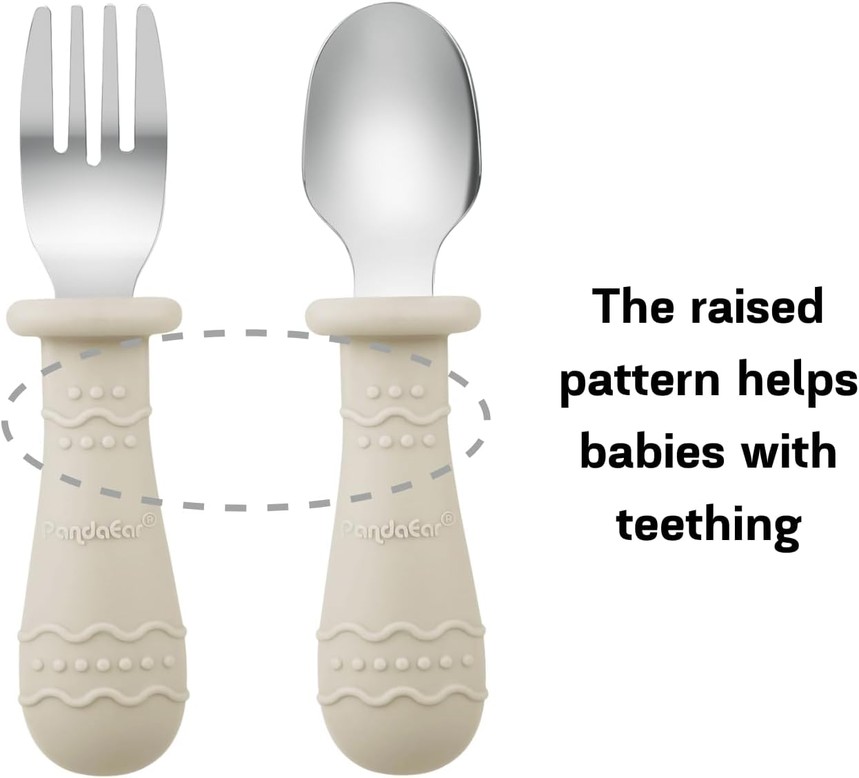 Pandaear Baby Feeding Set| 2 Pack Silicone Divided Suction Plate, 2 Set Toddler Spoons & Forks| Baby Led Weaning Supplies Self Feeding Eating Utensils image number 6