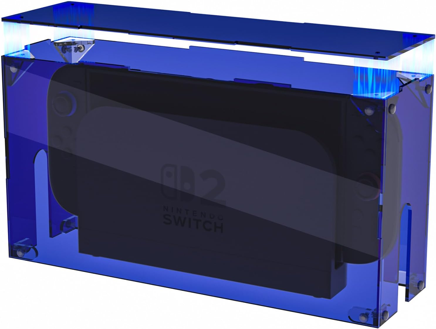 Playvital Clear Acrylic Dustproof Cover for Nintendo Switch 2 | Magnetic Ventilation Top, Tool-Free Installation, Transparent Display Box for Switch 2 Dock Mode - Transparent