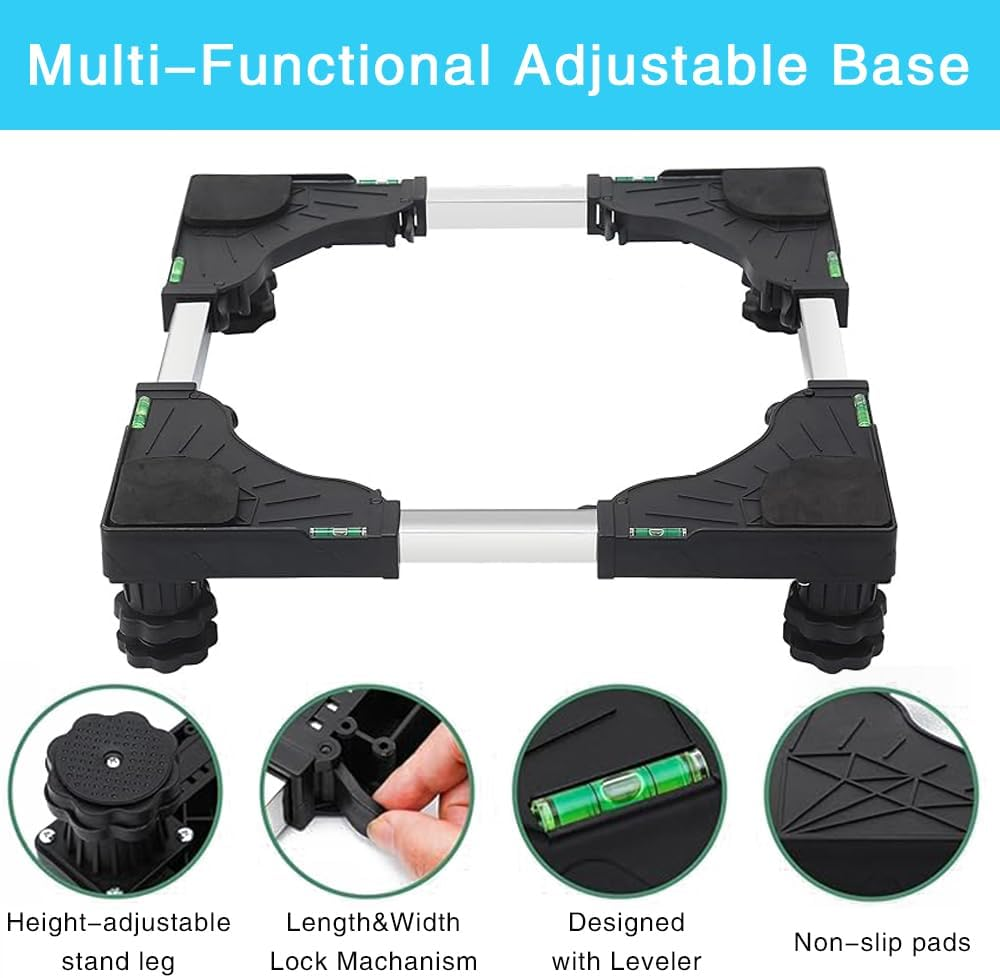 Universal Mobile Base Washing Machine Base with 4 Multi-Functional Heavy Duty Feet Adjustable Base for Adjustable Dryer Washing Machine and Refrigerator image number 6