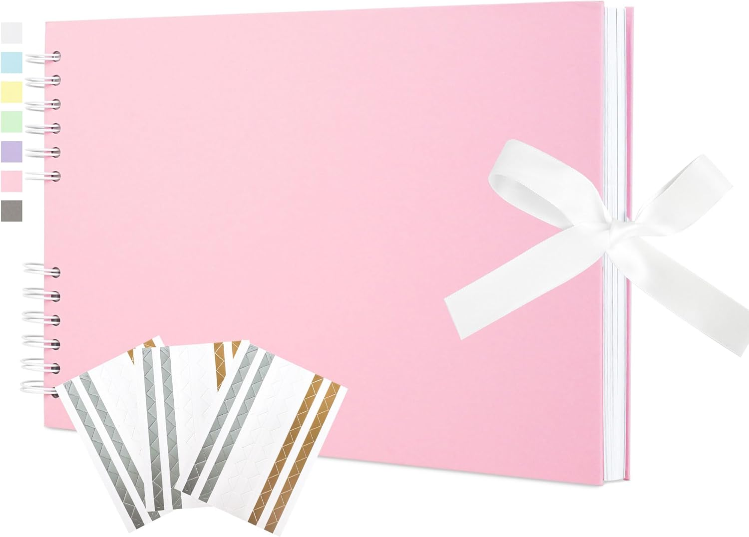 Scrapbook Memory Book with 50 Sheets White Pages 11.5X8.5 Inch DIY Album Set with Corner Stickers for Baby Shower Birthday Wedding Travelling, Pink image number 1