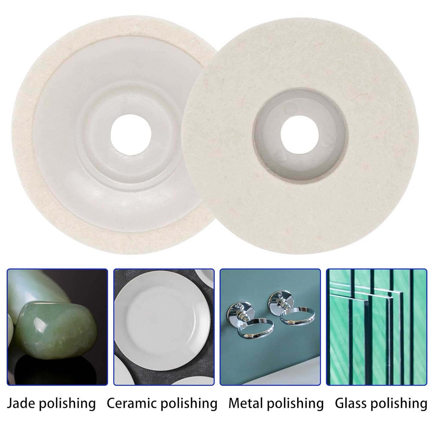 5 Inch Wool Polishing Wheel Disc, Angle Grinder Wool Felt Buffing Pad for Chrome, Granite, Aluminum (5 Pcs) image number 6