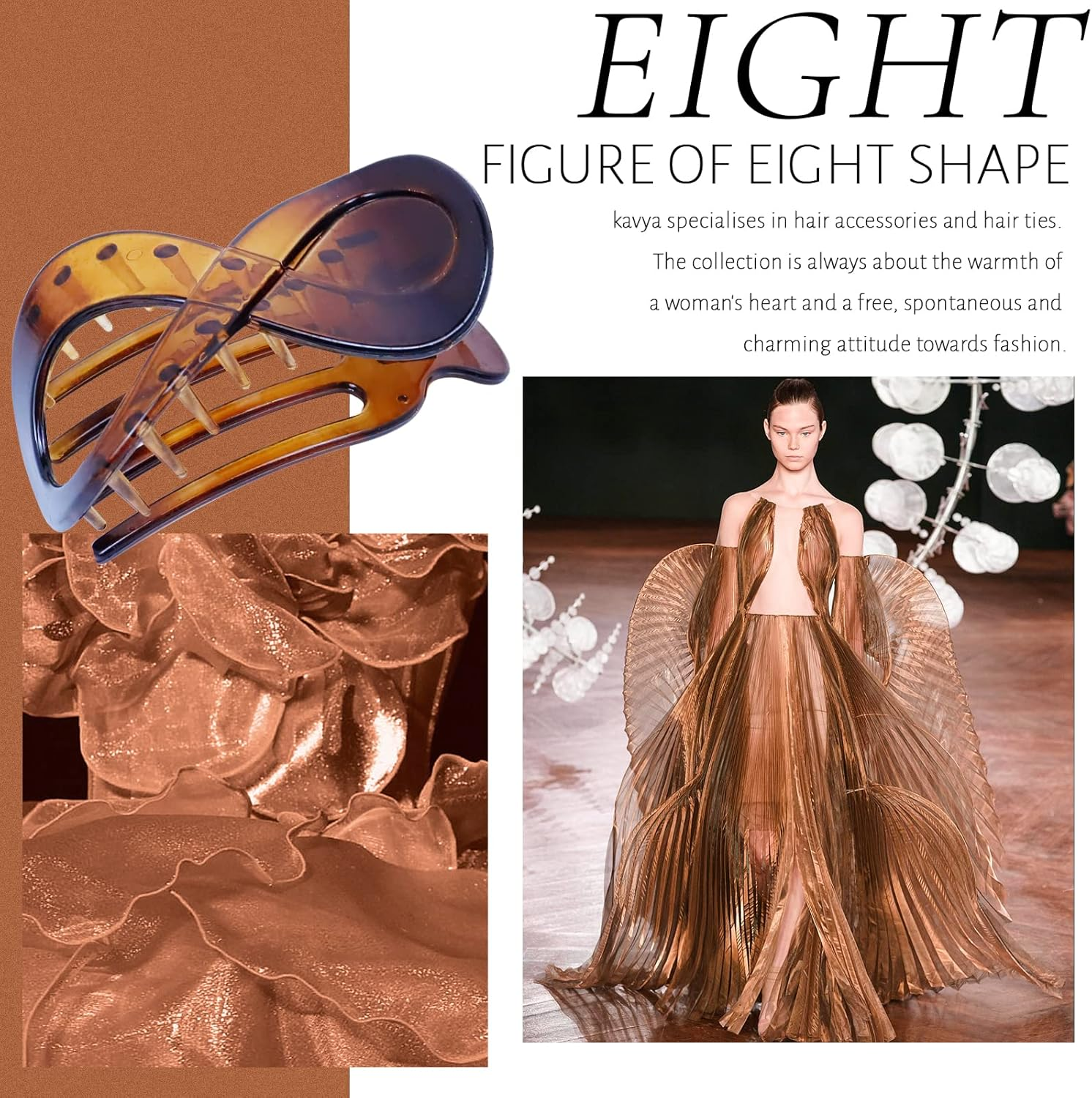 Kavya 5 Pcs Hair Claw Clip Hair Clips for Thick Hair Women, Non-Slip Hair Claws Large Hair Clip, Vintage Hair Accessories for Women and Girls image number 4