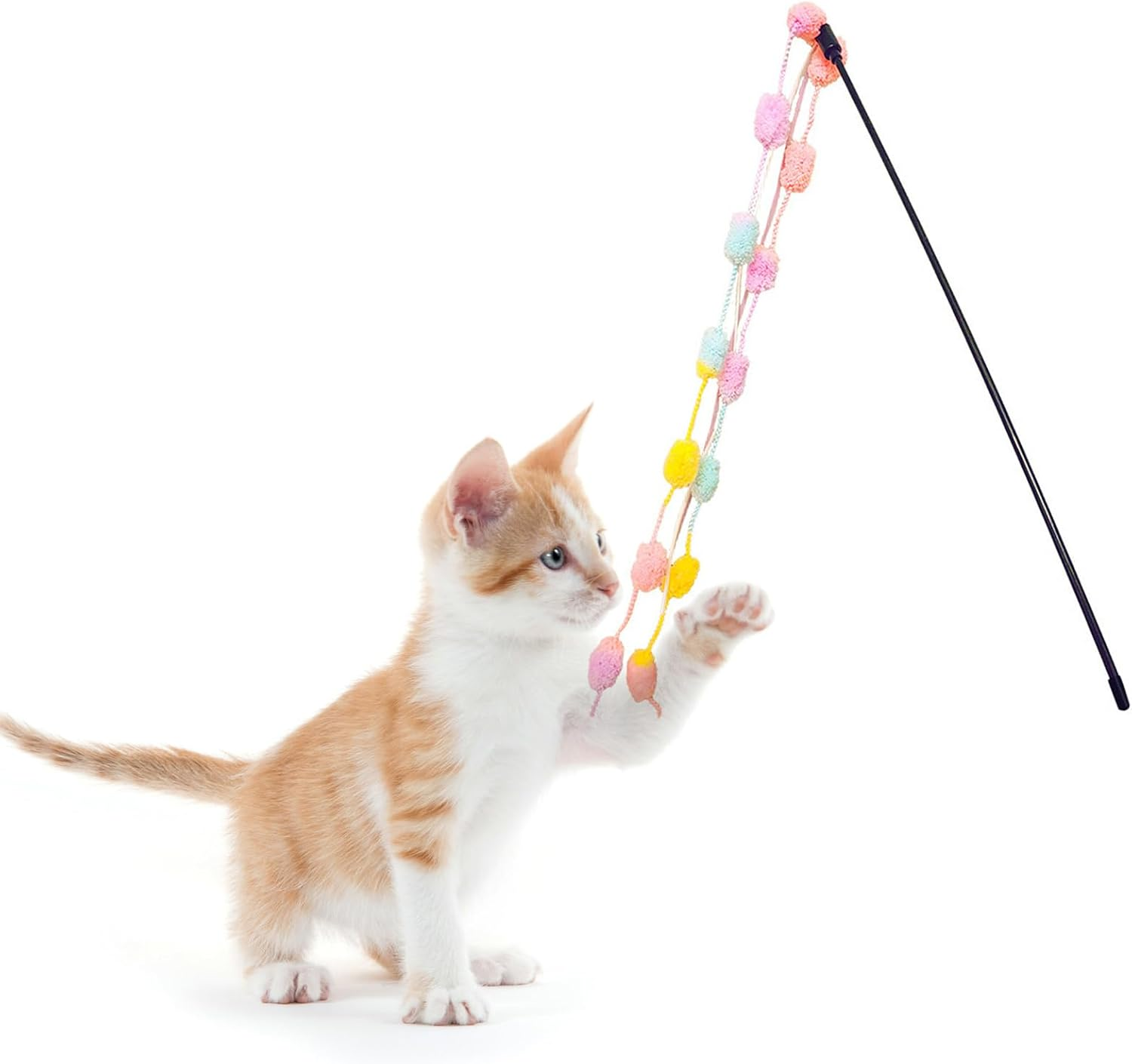 Cat Wand Toys, Sturdy Bite Resistant Soft Interactive Cat Teaser Wand Toys with Tassel, Cat Teaser Wand Interactive Cat Toys for Indoor for Kittens Small Cats(Blue)