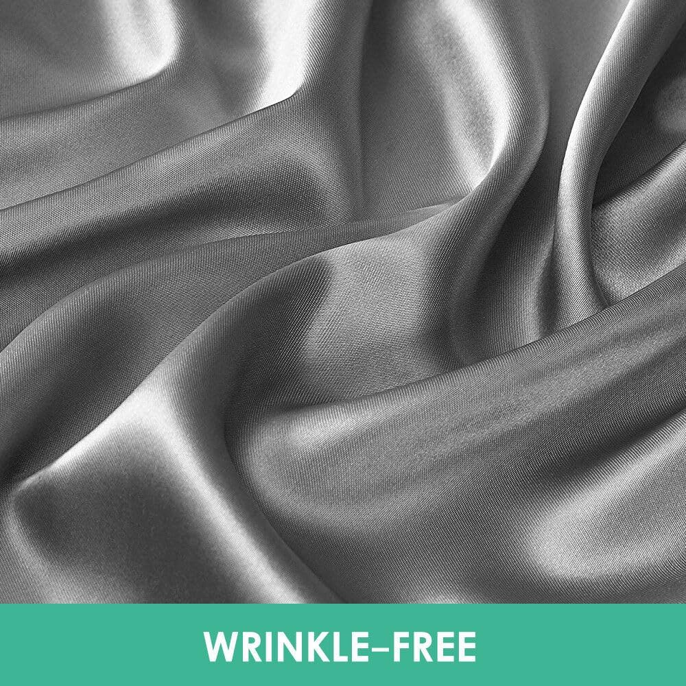 1000TC All Size Ultra Soft Cool Summer Art Silk Silky Satin Quilt Doona Duvet Cover Set (Grey, Double)