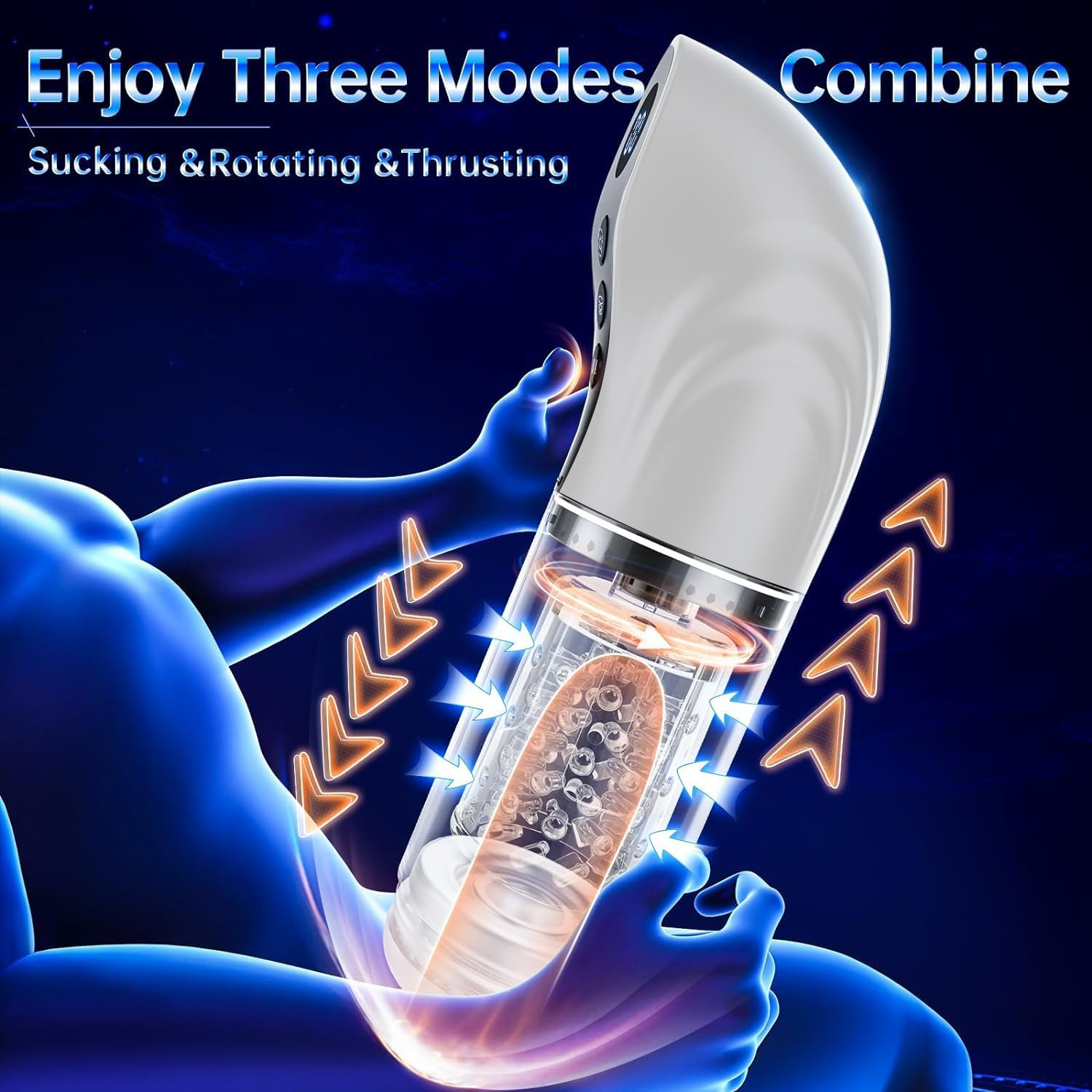 LONZYON Automatic Sucking Male Masturbator Sex Toys for Men, LCD Display 9 Thrusting & Rotating & Suction Mens Sex Toy, Electric Penis Pump Hands Free Pocket Pussy Stroker and 3D Realistic Textured Adult Toys (White) image number 1