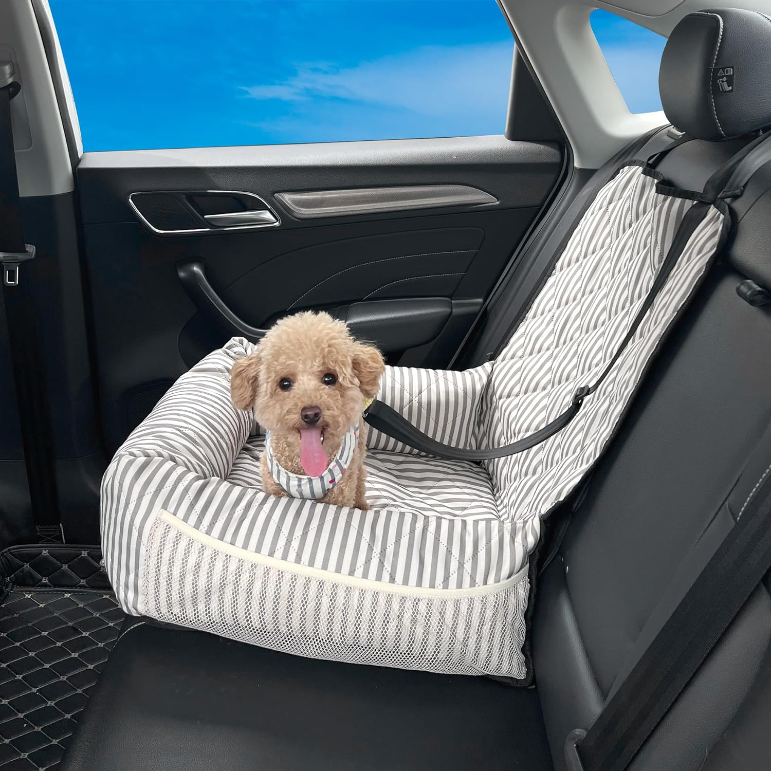 Dog Car Seat for Small Medium Dogs, Pet Safety Booster Seat, Dog Seat Travel Bed with Safety Leash, Sofa Pet Bed,Disassembled for Easy,17.7In*17.7In*24In (L)