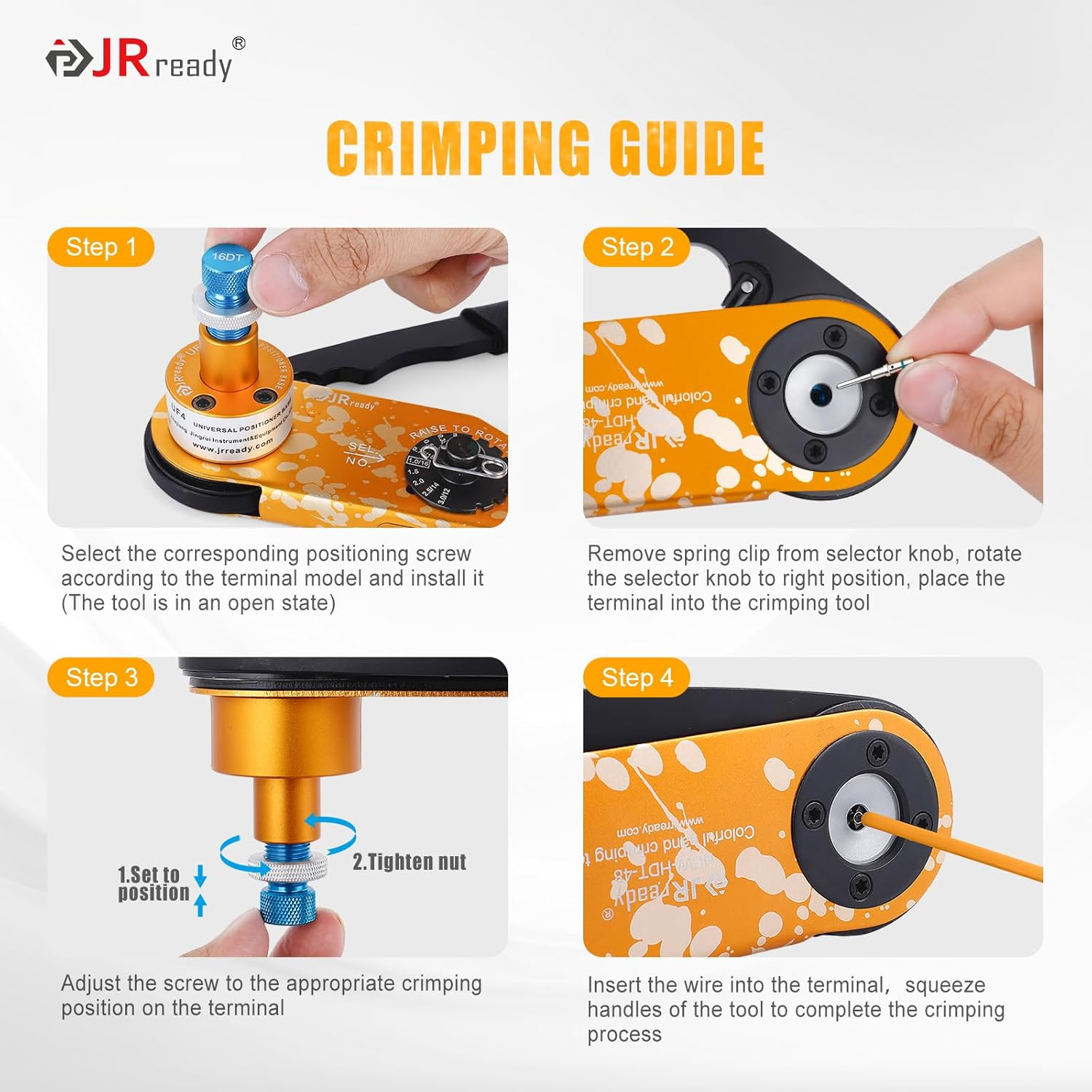 Jrready ST2192 NEW-HDT-48 Deutsch Crimper for DT DTM DTP Connectors, Size 20, 16, 12 Solid Contacts Deutsch Crimp Tool Wire Range 12-22Awg,Equivalent to HDT-48-00 image number 5