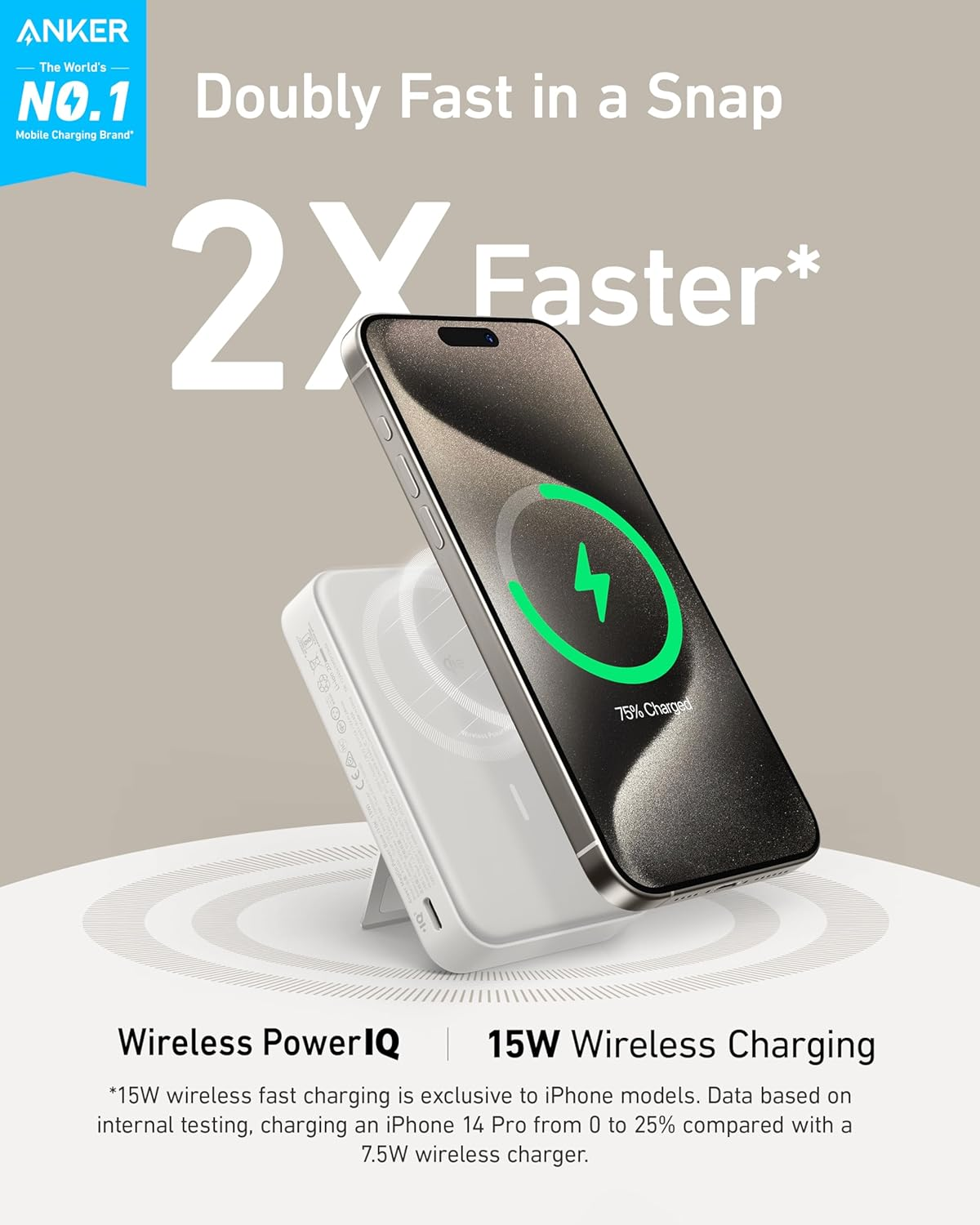 Anker Maggo Power Bank, Qi2 Certified 15W Ultra-Fast Magsafe-Compatible Portable Charger, 10,000Mah Battery Pack with Smart Display and Foldable Stand, for Iphone 17/16/15/14 Only(Usb-C Cable Include) image number 1