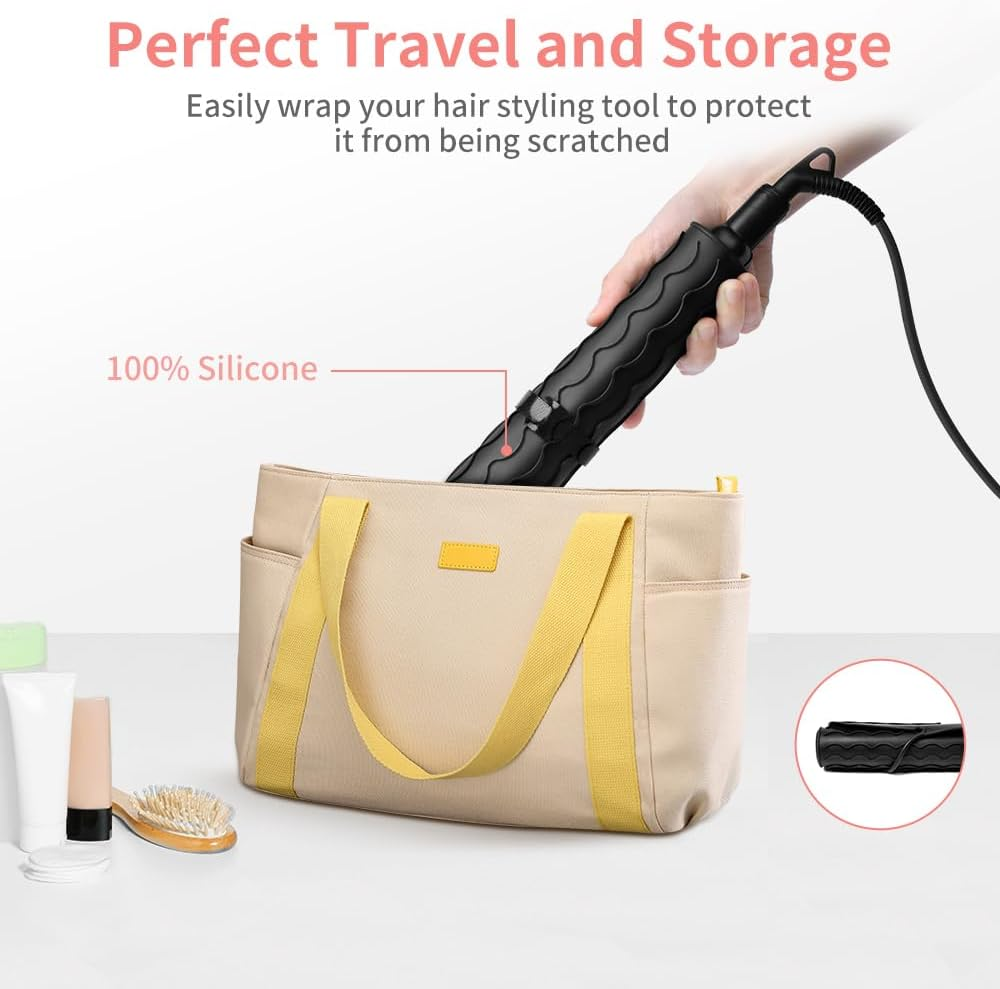 Oversize Large Silicone Heat Resistant Mat, 13.19" X 10.24" Professional Heat Mat for Curling Iron, Portable Vanity Decor Makeup Mat with Velcro Cover for Travel Vanity Salon (Pink) image number 1