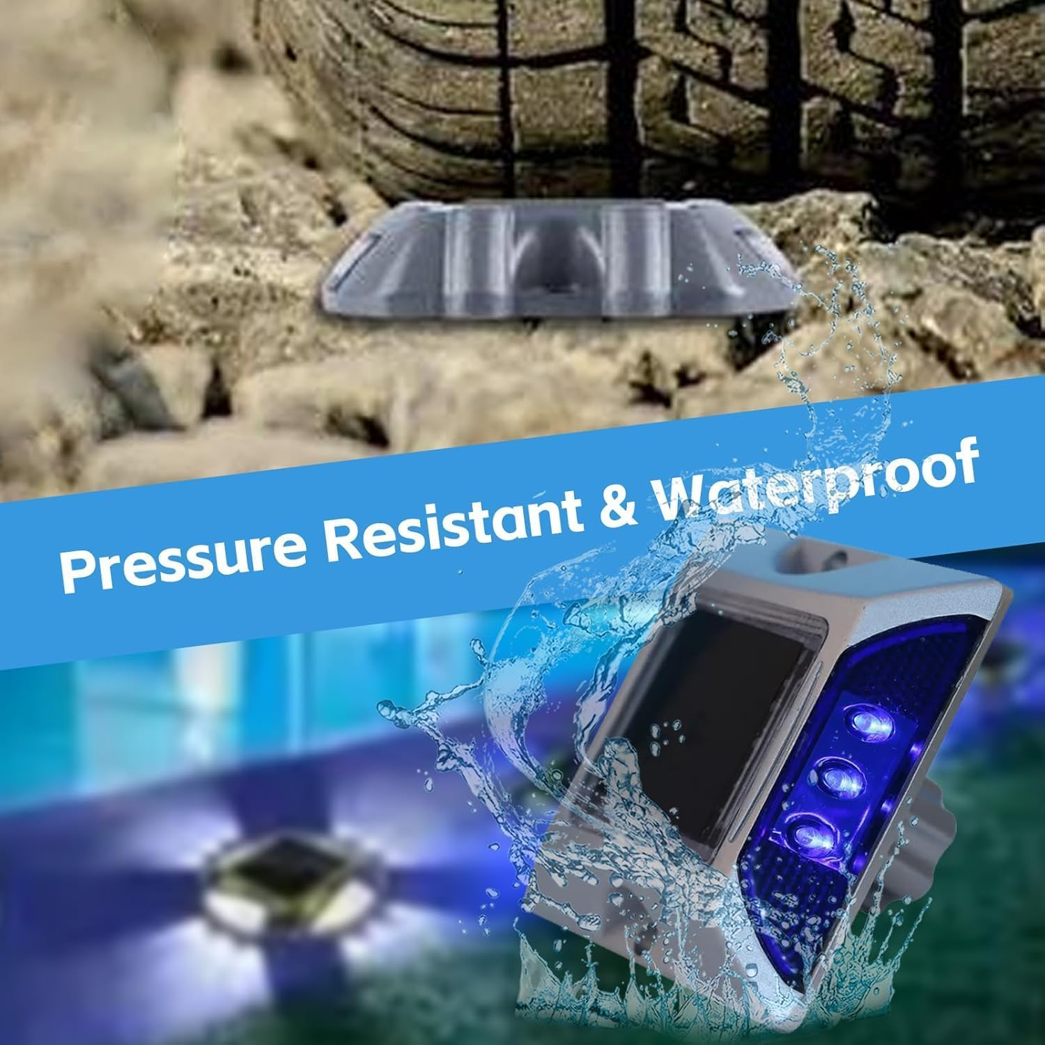 LED Solar Power Ground Marker Lights, Driveway Outdoor LED Lights,Waterproof Outdoor Driveway Road Highway Spike Lamp, for Pathway Sidewalk Boat Deck Stair image number 5