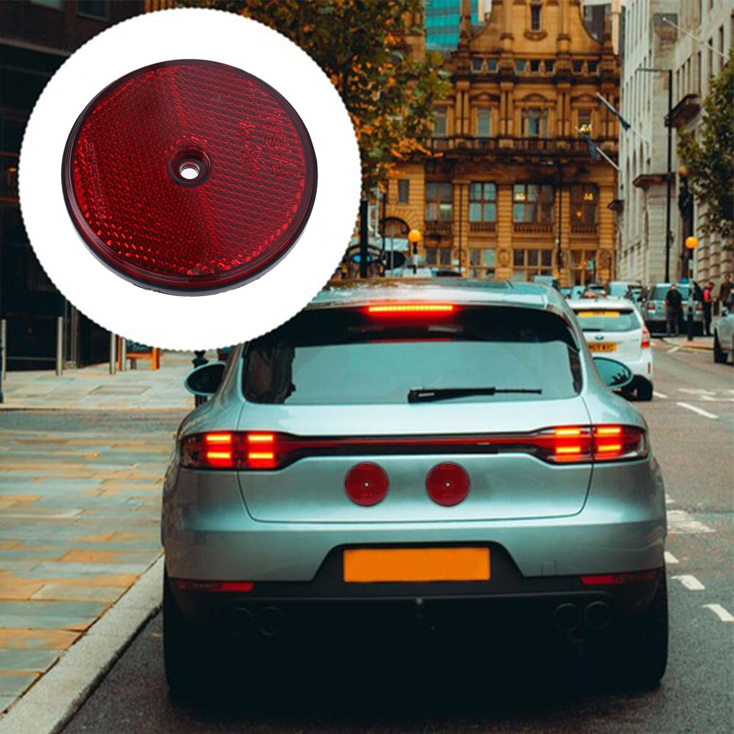 4Pcs round Reflector, Trailers Safety Reflector with Center Mounting Hole, for Driveway Fence, Automobiles, Mailboxes, Boats, 72Mm Dia (Red) image number 2