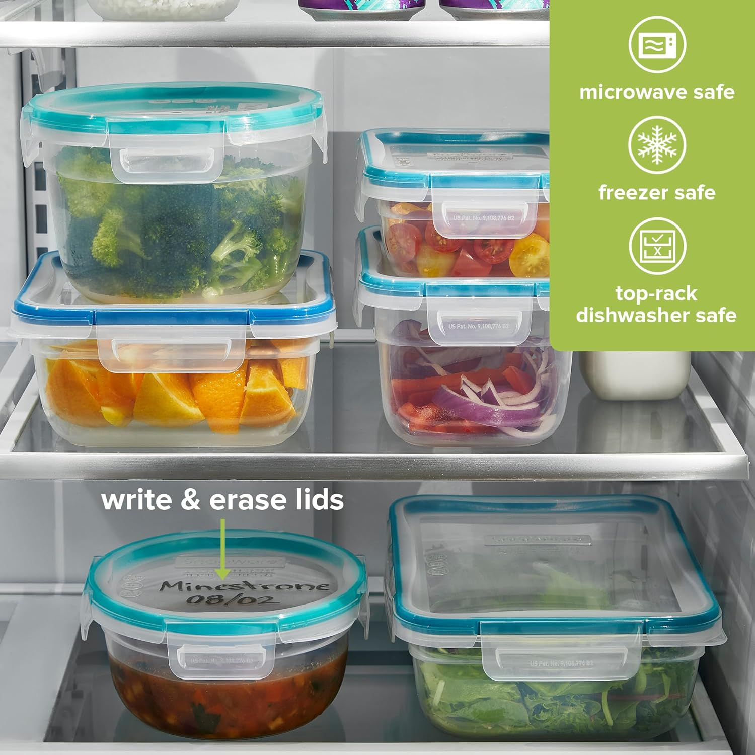 Snapware Total Solution 10-PC Mixed Sizes Plastic Food Storage Containers Set with Lids, Meal Prep Food Containers, Bpa-Free Lids with Locking Tabs image number 6