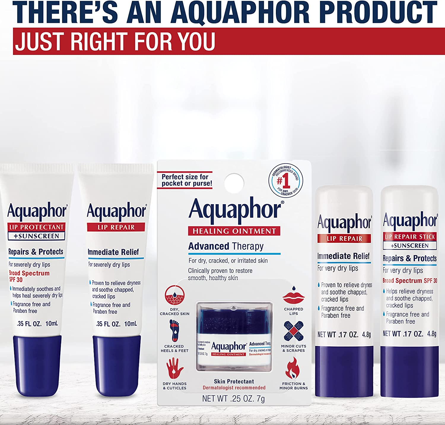 Aquaphor Aquaphor Lip Repair Stick - Soothes Dry Chapped Lips - Four(4) .17 Ounce Sticks, 0.68 Ounce image number 1