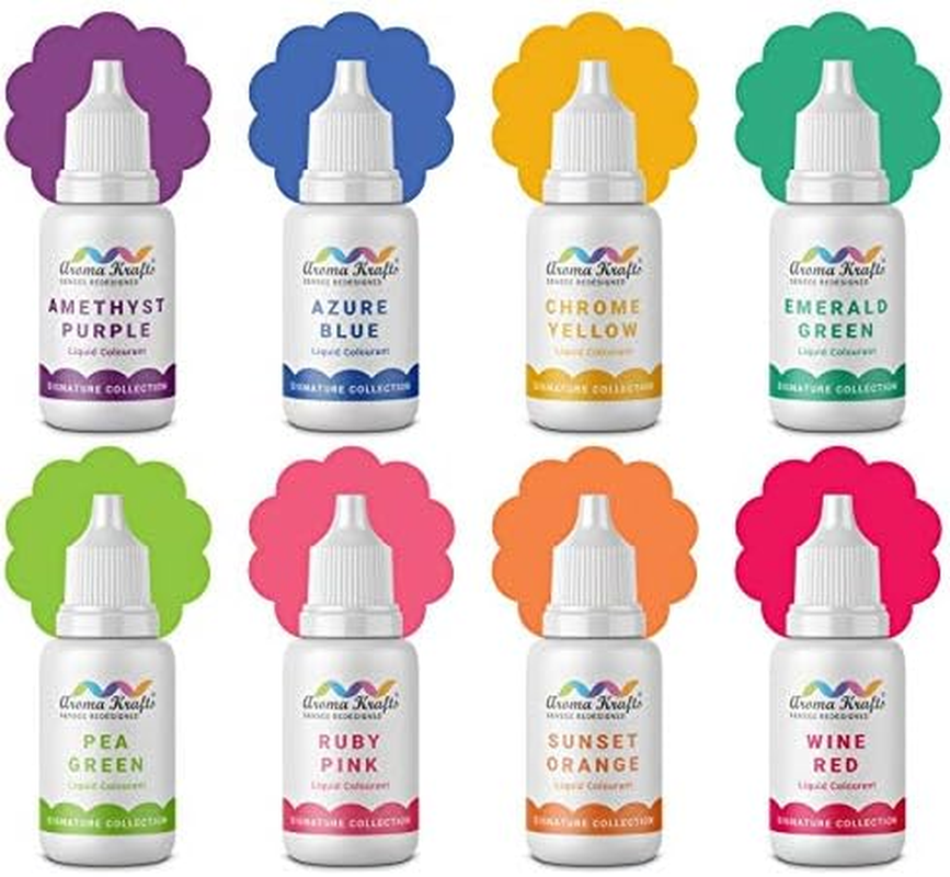 Aroma Krafts&reg; Liquid Soap Making Colours (Signature Collection) for Melt & Pour Soaps & Bath Bomb Making - Set of 8 (15 Ml Each) image number 1