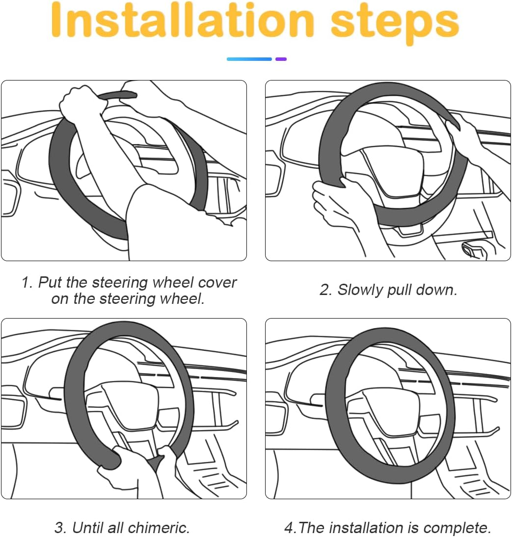 Car Steering Wheel Cover, 15 Inch Carbon Fiber Microfiber PU Leather Elastic Steering Wheel Protector for Men Women, Anti-Slip Breathable Car Interior Accessories for Most Cars (Red) - Blue image number 2