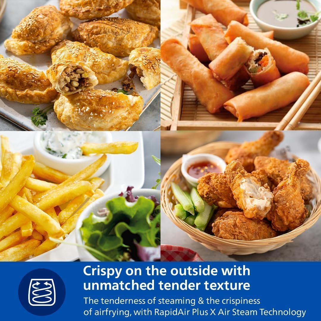 Philips Dual Basket Air Fryer 5000 Series, 9L, Steam Function, 2 Baskets, Synch Function, Rapid Air Technology, Versatile Large Hot Air Fryer, 90% Less Fat and Energy Saving, Homeid App (NA551/00) image number 5