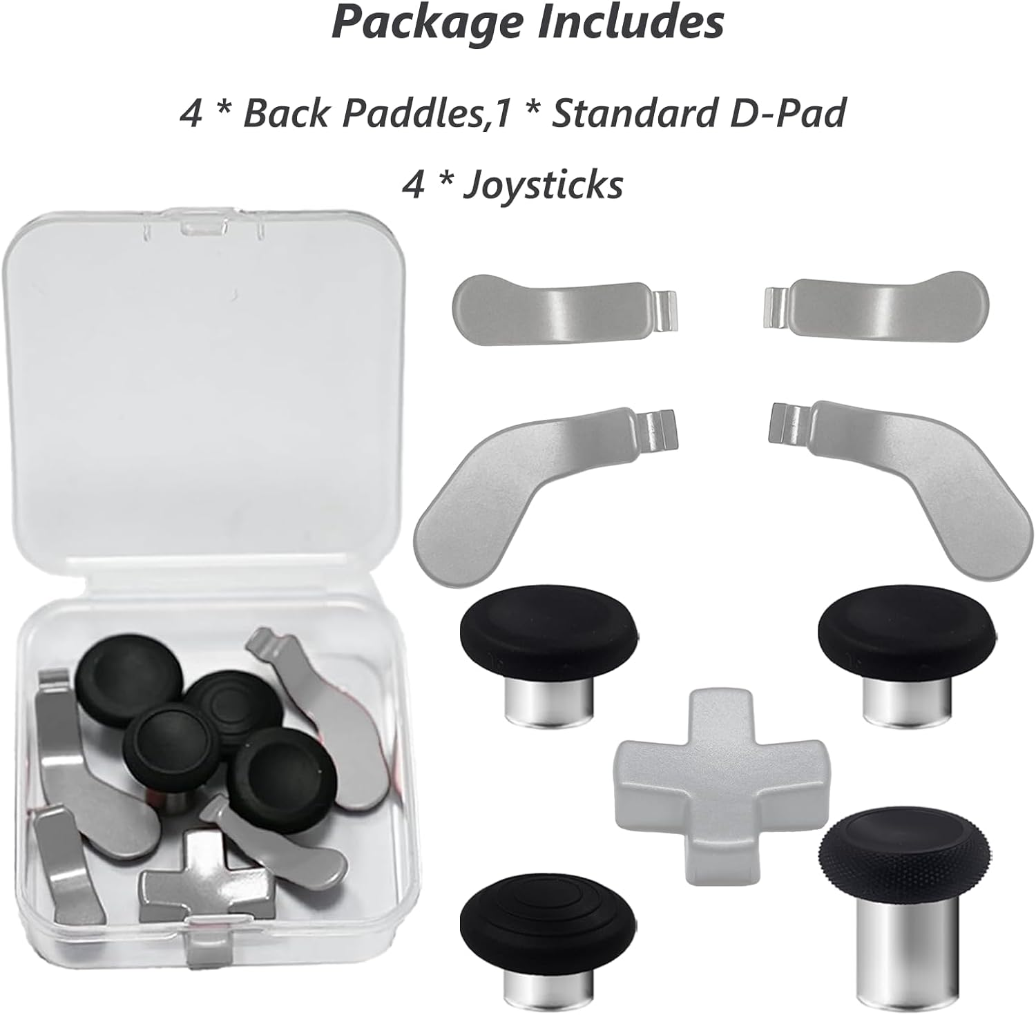 9 Pack Elite Series 2 Core Controller Paddles for Xbox Elite Series 2 Core,Elite Series 2 Controller Accessories for Xbox Elite 2 Core Controller Replacement Kits with 4 Joysticks,4 Paddles,1 D-Pads(Silvery) image number 1