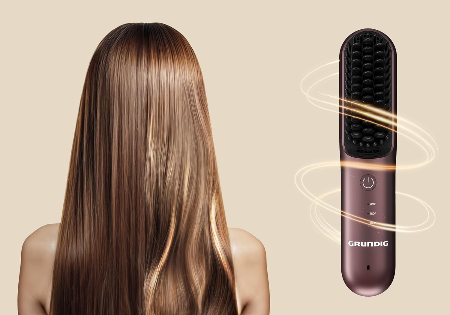 GRUNDIG HB 6450 Snapstyle Wireless Smoothing Brush 3 Temperature Levels Li-Ion Battery up to 40 Minutes Running Time Ceramic Coating Ionic Function USB Charging with Velvet Bag Purple image number 2