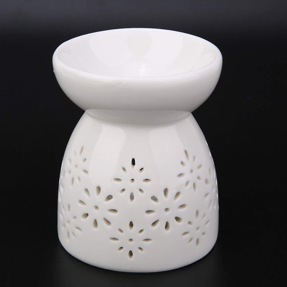 Ceramic Oil Burner, Aroma Lamp, Night Fragrance Lamp, Tea Light, Candle Holder, Oil Burner, Aroma Diffuser, Night Oil Burner, Candle Holder, Aroma Burner for Salon, Bedroom (Flowers) image number 1