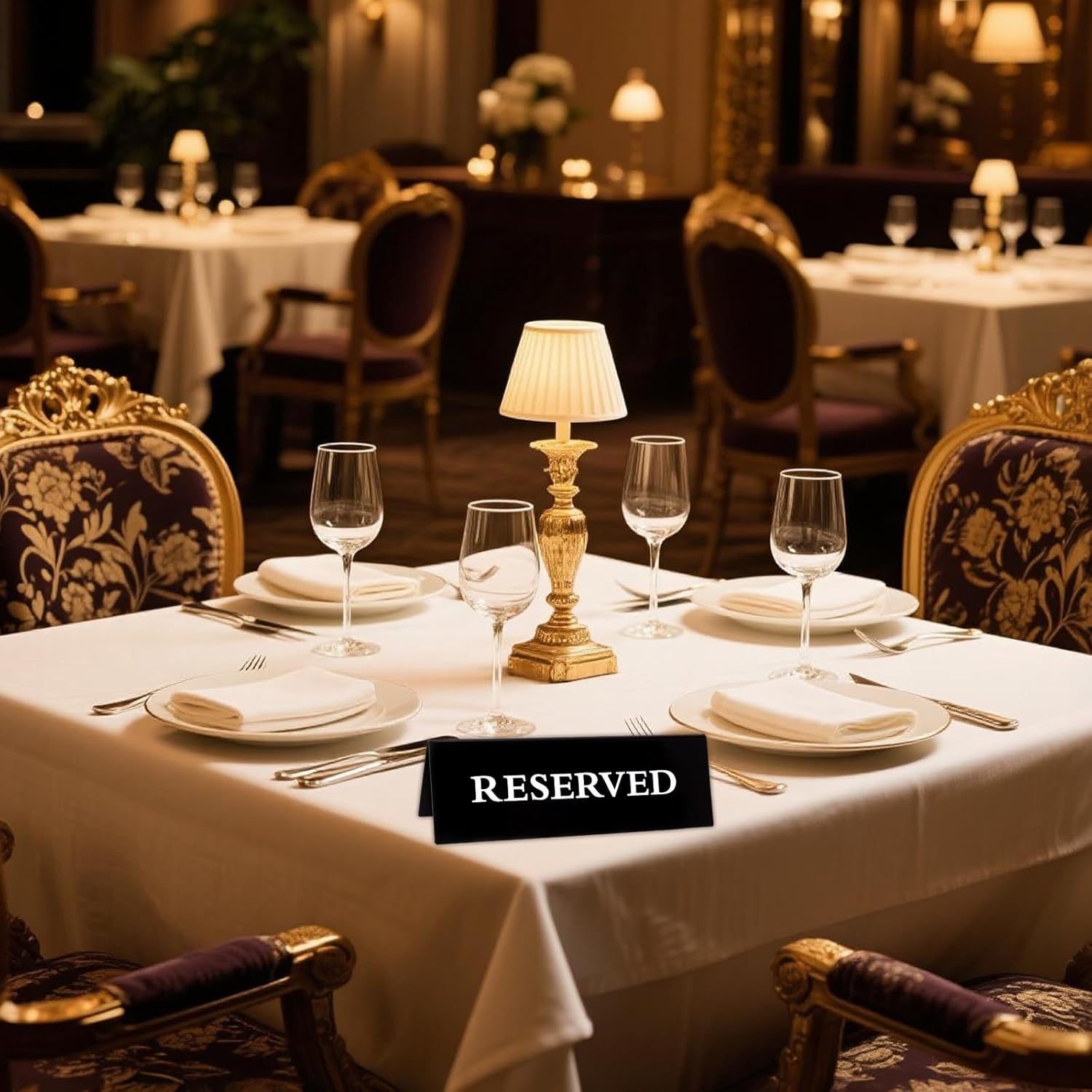 6 Pieces Plastic Reserved Table Sign for Wedding 5.9 X 2 Inches Acrylic Double Side Table Tent Black Guest Reserve Seating Signs Reservation Tables Seat Sign for Restaurant Chairs Wedding (Black, 5.9*2 Inches)