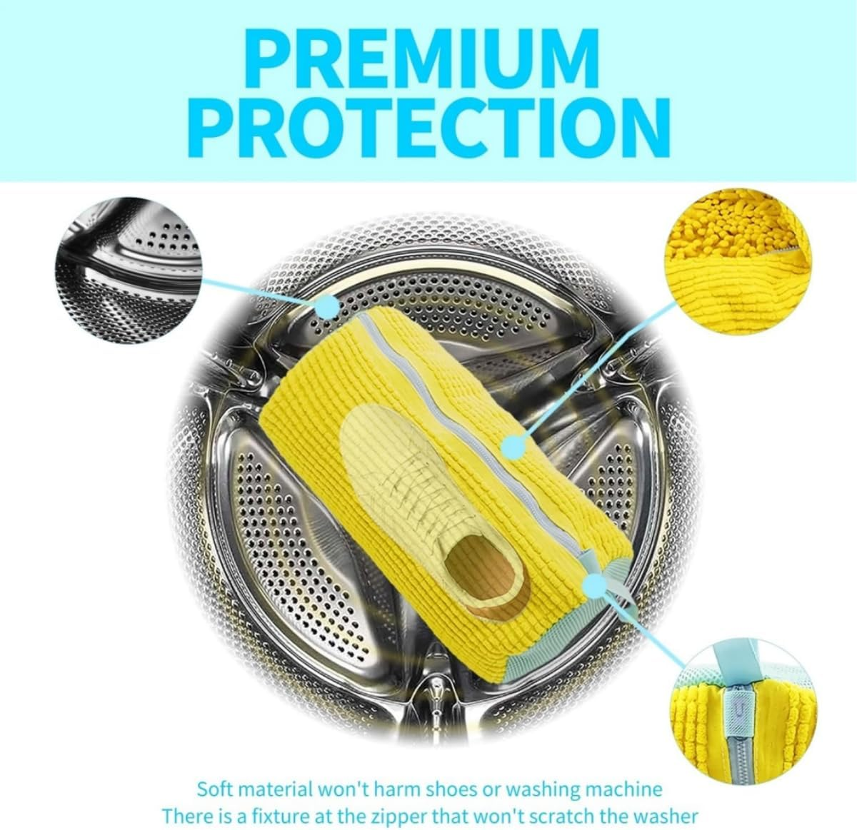 9SHOME 4Pcs Shoe Laundry Bag, Shoe Wash Bag for Washing Machine, Reusable Mesh Laundry Shoe Cleaning Bag with Zipper for Sneakers Running Shoes image number 2