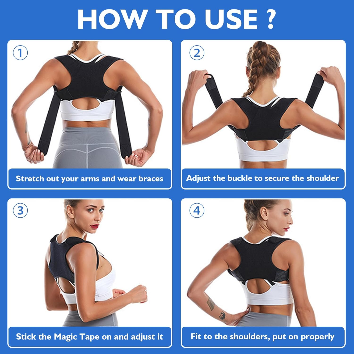 Advanced Posture Corrector for Men & Women, Breathable & Adjustable Orthopedic Support for Upper Back, Neck, Shoulder Pain Relief & Improved Posture, Orthopedic Posture Corrector (Black) image number 1