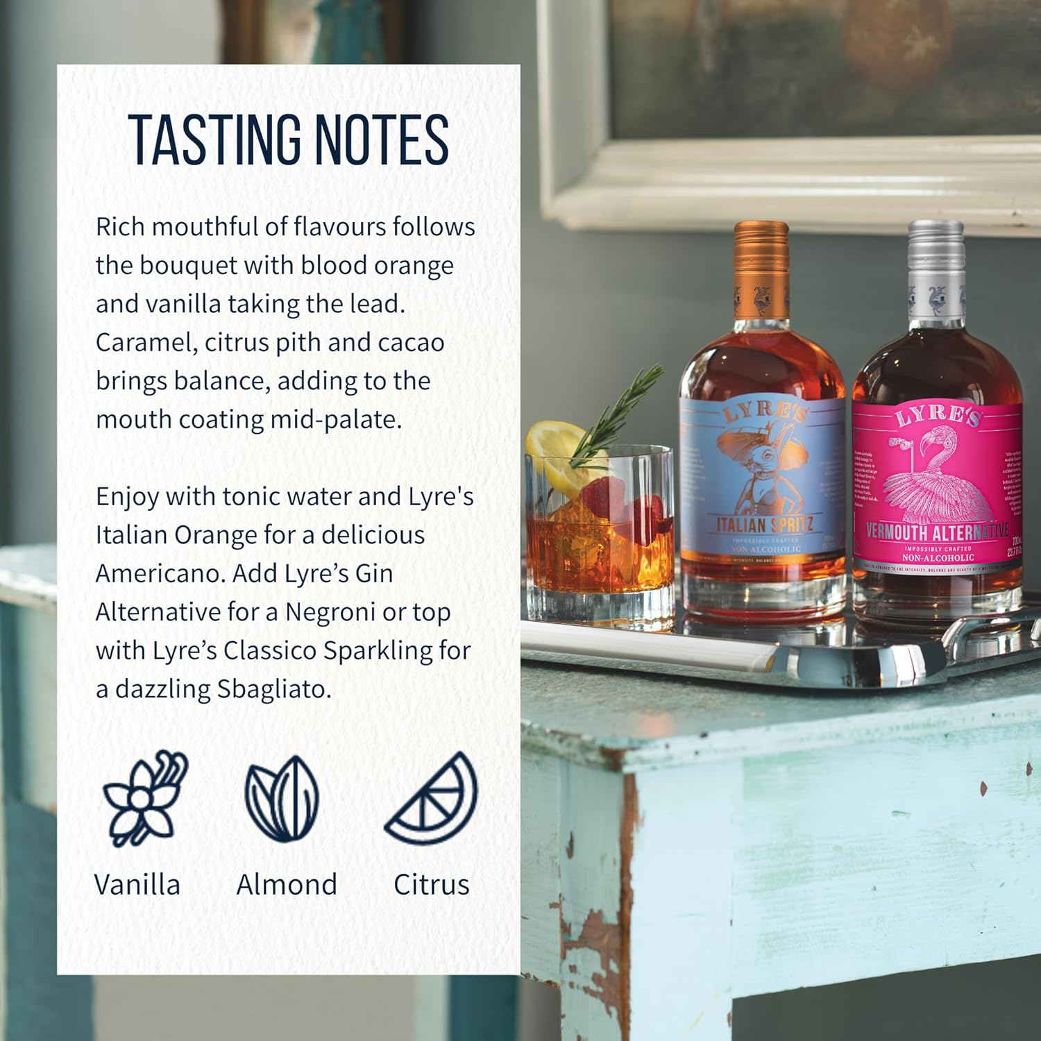 Lyre'S Non Alcoholic Vermouth Alternative, Award-Winning Aperitif Rosso for Zero Proof Negroni, Manhattan and Cocktails, Alcohol Free Sweet Vermouth (700Ml)