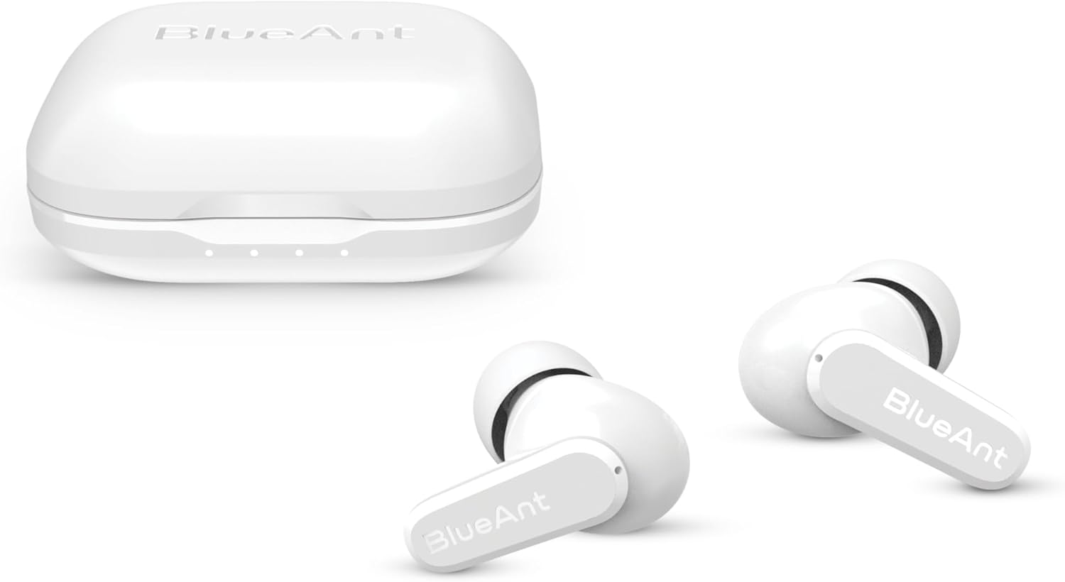 Blueant Pump Air Ultra True Wireless Bluetooth Earbuds, Active Noise Cancelling, Clear Calls with Multi-Mic Tech, All-Day Battery with Wireless Charging Case, Sweatproof In-Ear Design, Black