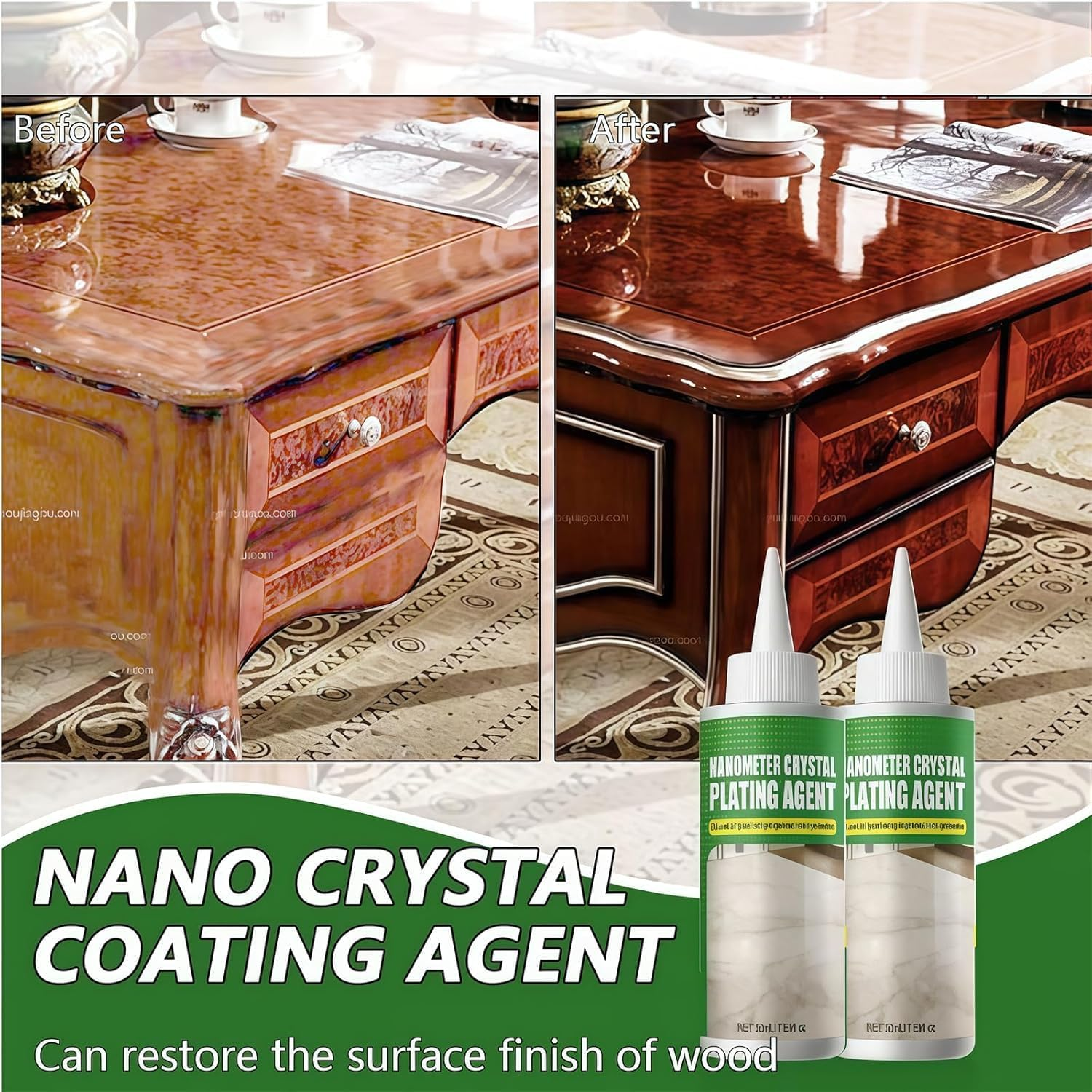 Nano Crystal Coating Agent, Advanced Polish & Protector for Granite, Marble, Tile & Wood Furniture, Streak-Free, Ph Neutral Formula, Restores Shine & Prevents Stains