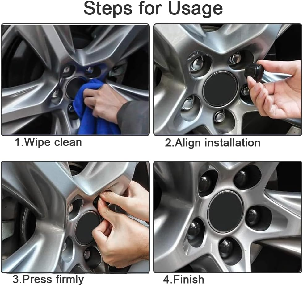 Qitindasen Pack of 20 17 Mm Car Wheel Nut Covers, Universal Tyre Nut Caps, Hexagonal Car Hub Screw Cover with Removal Tool (Black) image number 3