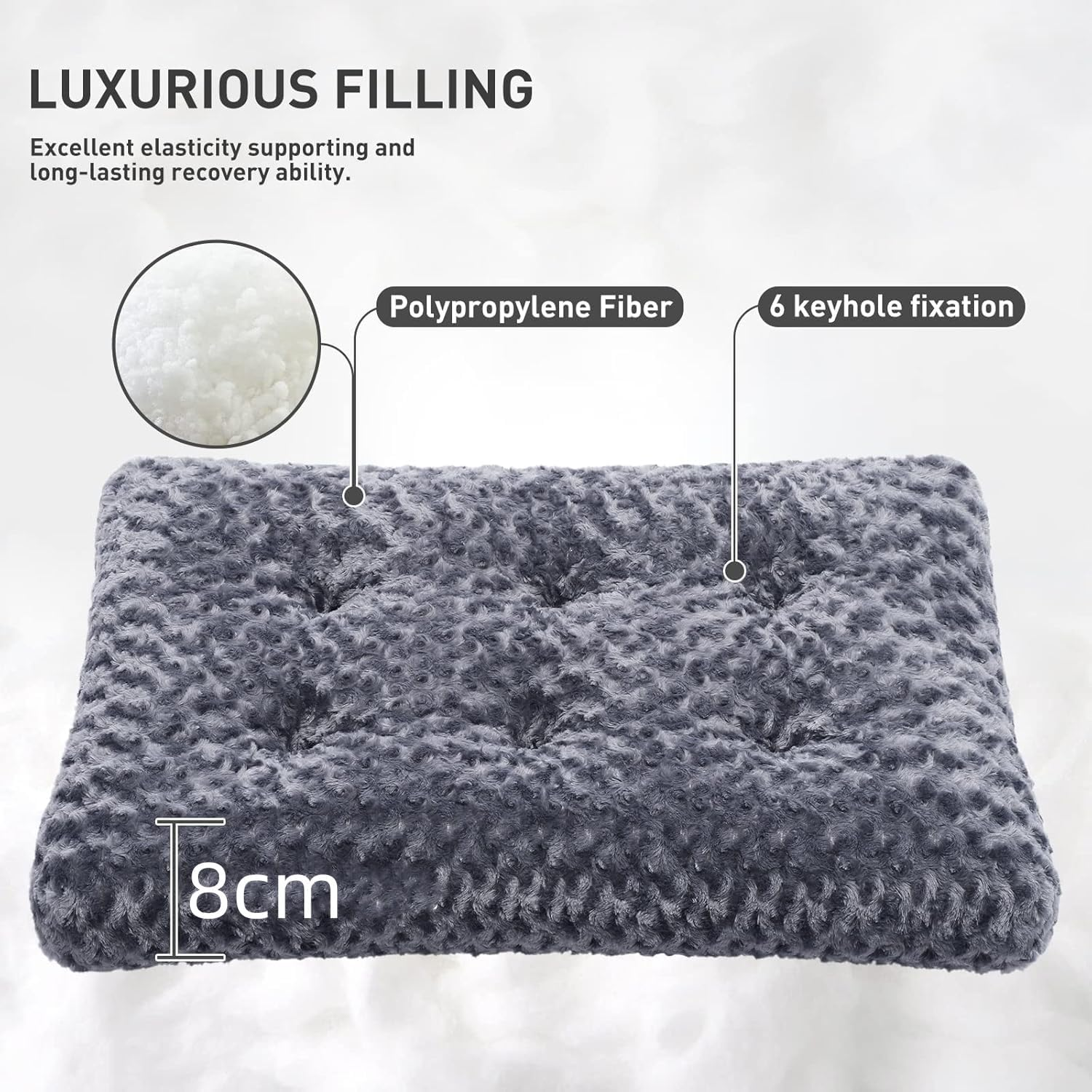 Washable Dog Bed, Dog Crate Mat Comfy Fluffy Kennel Pad Anti-Slip for Dogs, Soft Orthopedic Pad for Kennels for Dogs, Grey (90 * 60 * 8Cm) image number 3