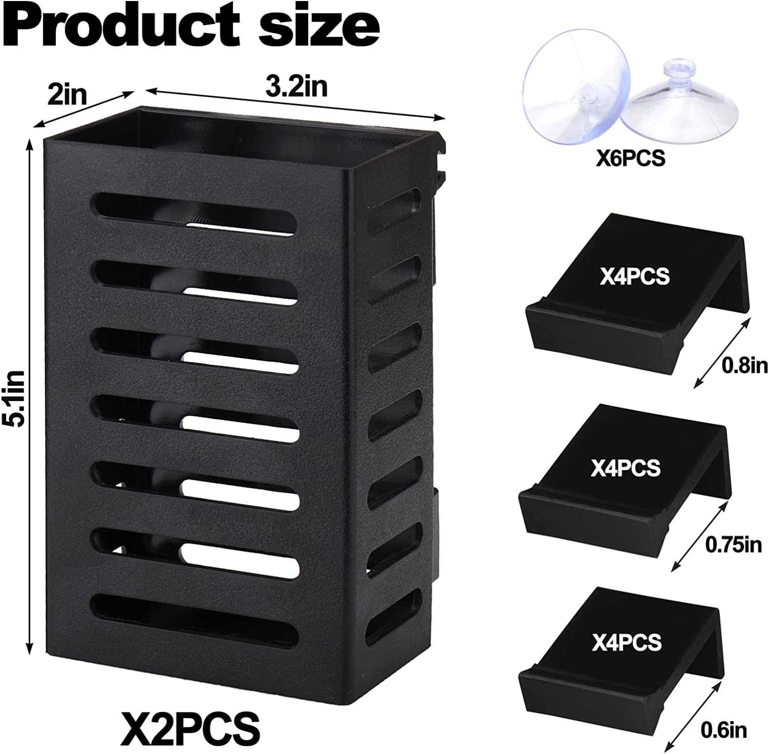 BABORUI 2 Pack Aquarium Plant Holder with Hooks and Suction Cups, Hanging Aquatic Planter Cups for Aquarium Decorations Plants, Aquarium Decor for Fish Tank Live Aquarium Plants, Black, (H-207) image number 5