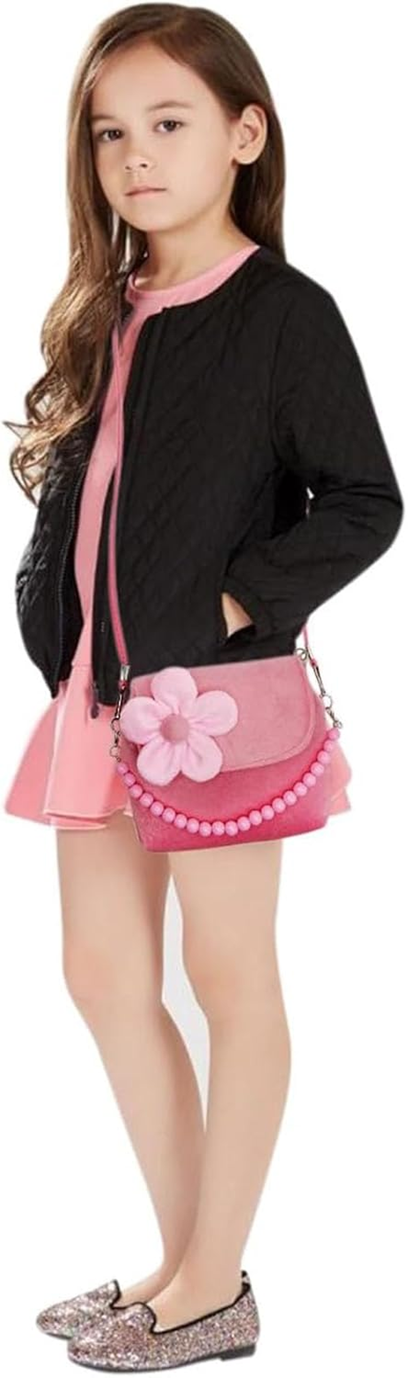 Children'S Jewelry Little Girl Plush Handbag Necklace Bracelet Ring Hair Clip Set, Princess Party Clothing Jewelry Party Favorite Dressing Pretend Game Gift image number 2