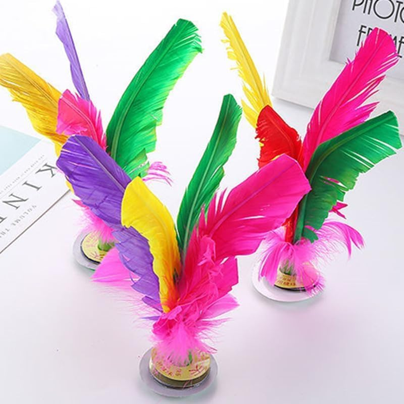 5 Pack Kick Shuttlecock, 7.5 Inch Chinese Jianzi Shuttlecock, Chinese Jianzi Foot Feather Sports Toy for Indoor and Outdoor Tennis and Racquet Sports image number 5