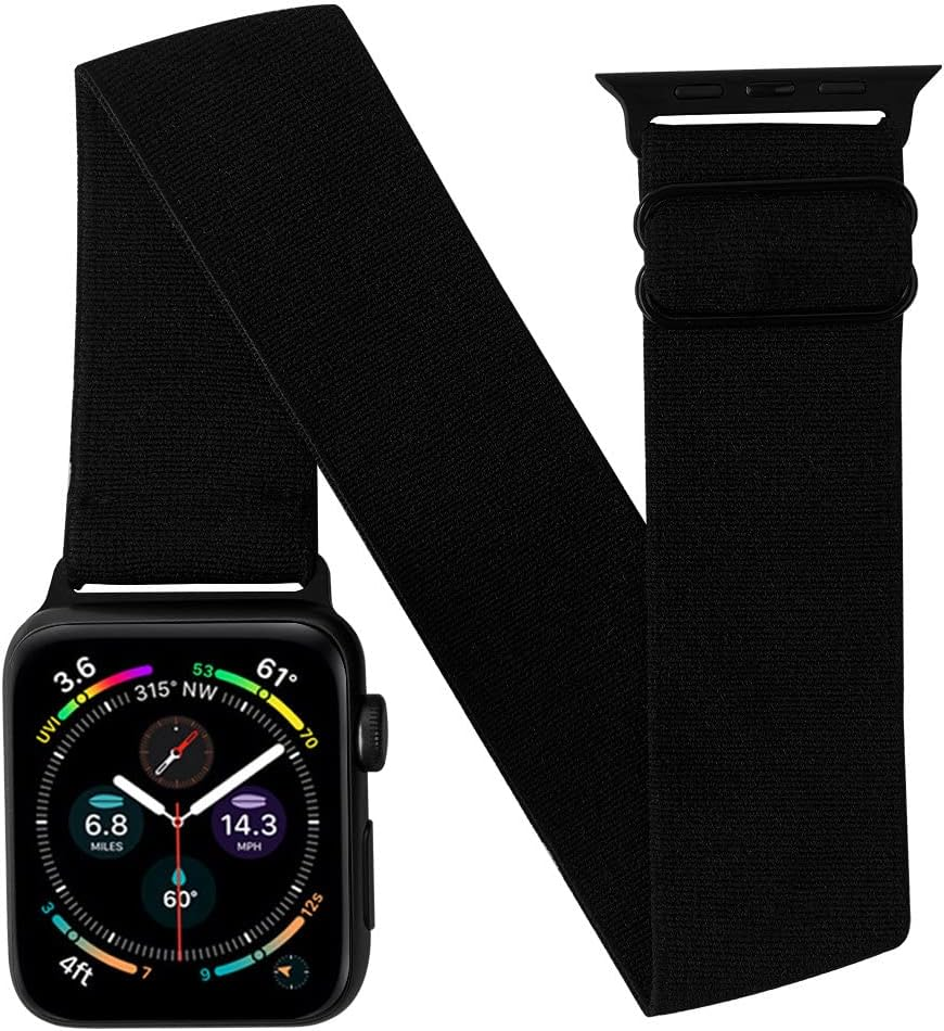 JEMACHE Elastic Unisex Arm/Ankle Band Compatible with Apple Watch 41/40/38Mm Iwatch Series 9 8 7 6 5 4 3 2 SE - Sport Armband or Ankleband (Black)