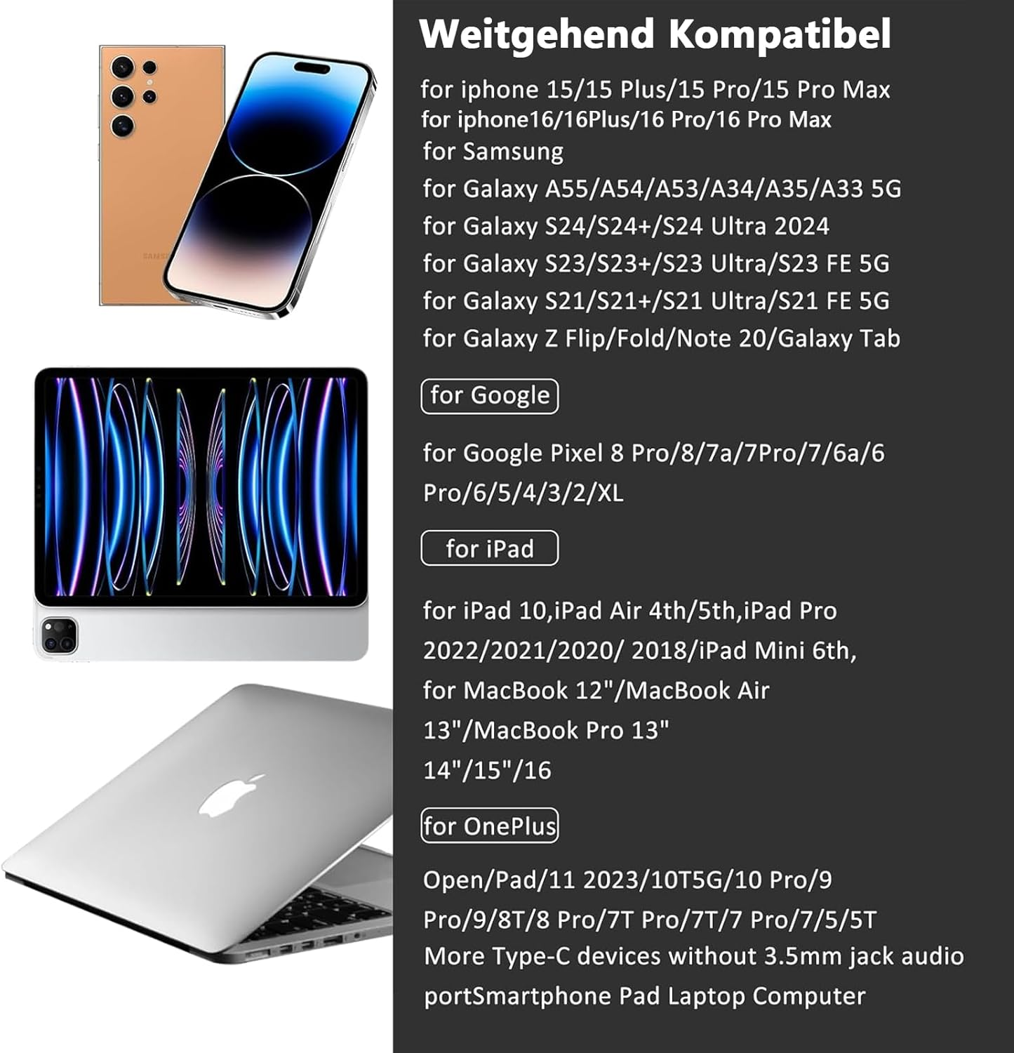 USB C Headphones for Iphone 16 16S 16Plus 16 Pro Max 15 15S 15Plus 15 Pro Max, Headphones with Microphone In-Ear for Samsung Galaxy S25 S25 Ultra A56 A36 A26 A55 A53 A54 A33 A34 A35 S23 Ultra S22 FE image number 3