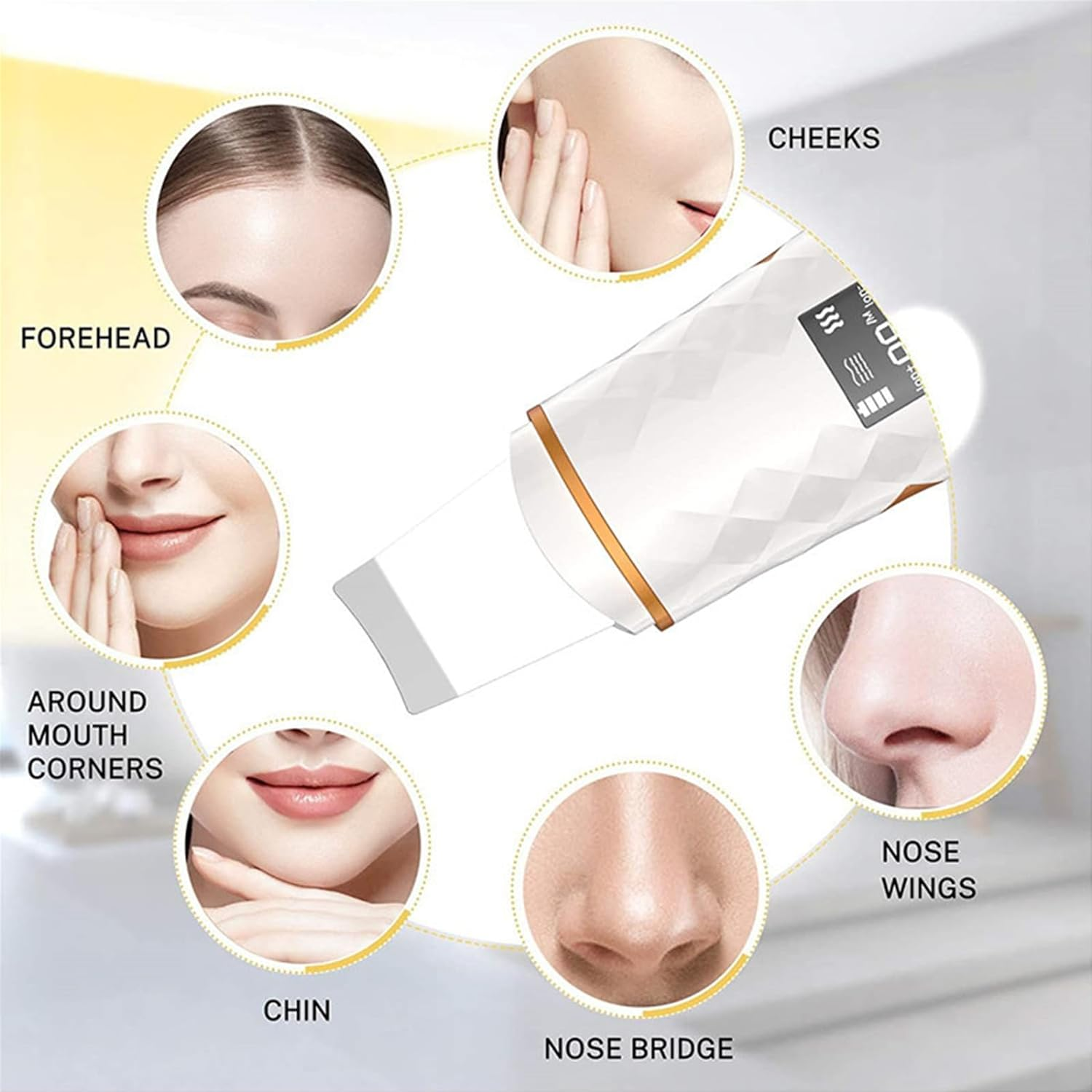 COREXPOWER Skin Scrubber Face Spatula, LCD Screen Pore Scraper Pore Cleaner Blackhead Removal Ultrasonic Pore Extractor - 4 Modes Skin Scrubber Face Spatula Espatula Ultrasonica Facial Profesional
