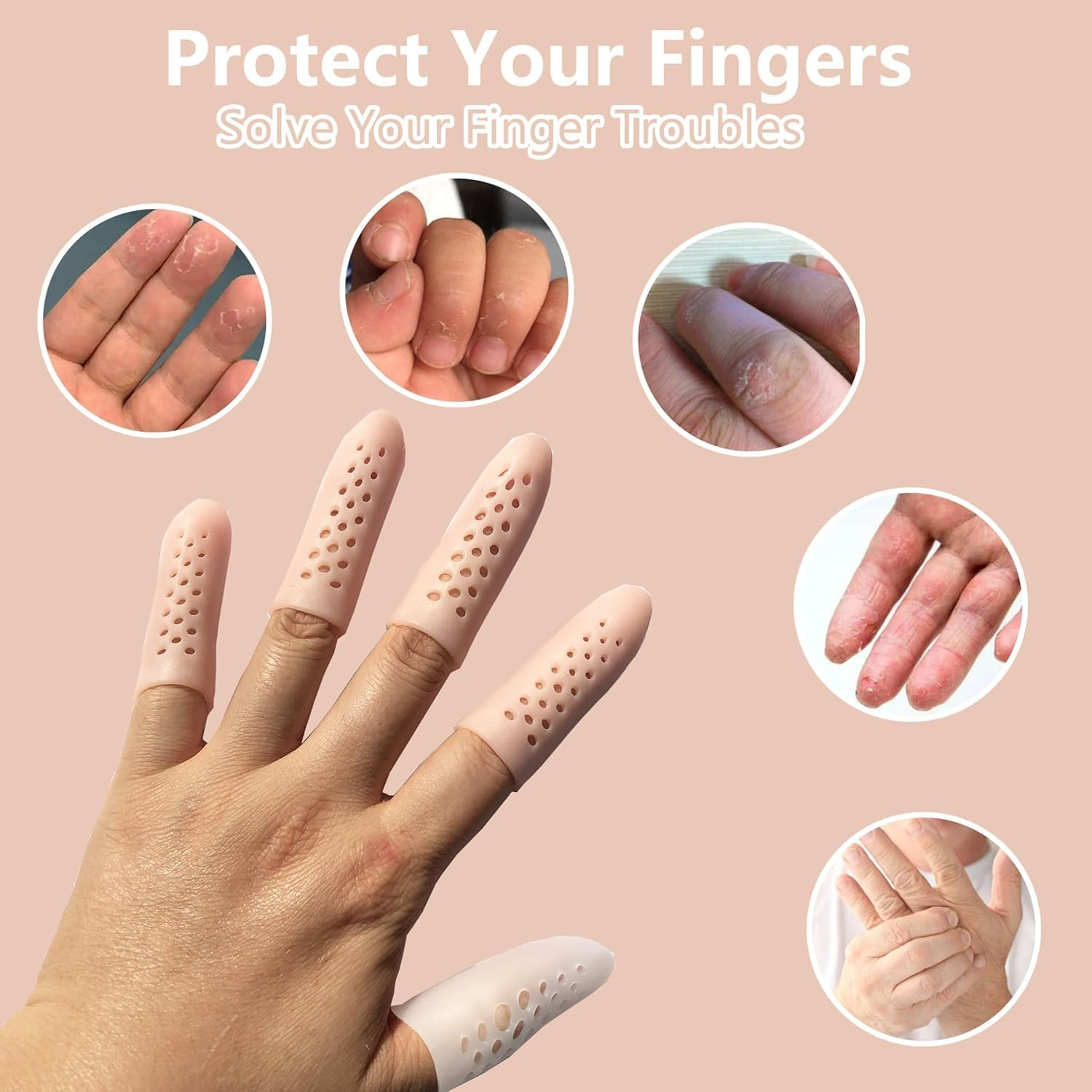 Silicone Finger Protectors with Air Holes, 20Pcs Gel Finger Cots Covers, Silicone Finger Protectors Covers Gel Finger Cots, Gel Finger Protectors Cots Finger Covers, Gel Finger Protectors Finger Covers