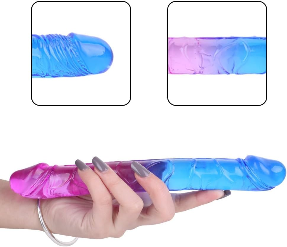 44Cm/17.32Inch Realistic Double Head Dildo Resistant Tool Comfortable Resistant Waterproof Flexible for Women Fitness - Purple & Blue Colour (Colorful) image number 1