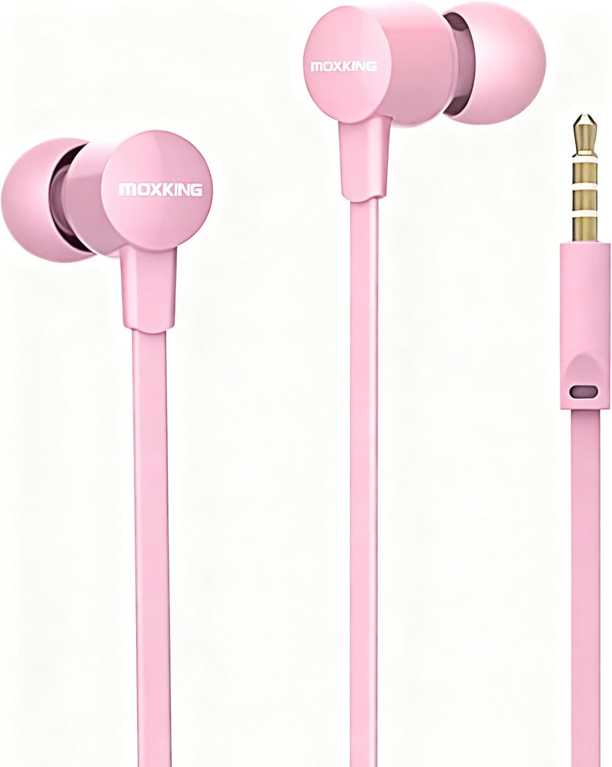 MOXKING In-Ear Headphones with Wired for Small Ears, Microphone & Volume Control, Flat Cable, Ideal for Women & Kids (Pink) image number 3