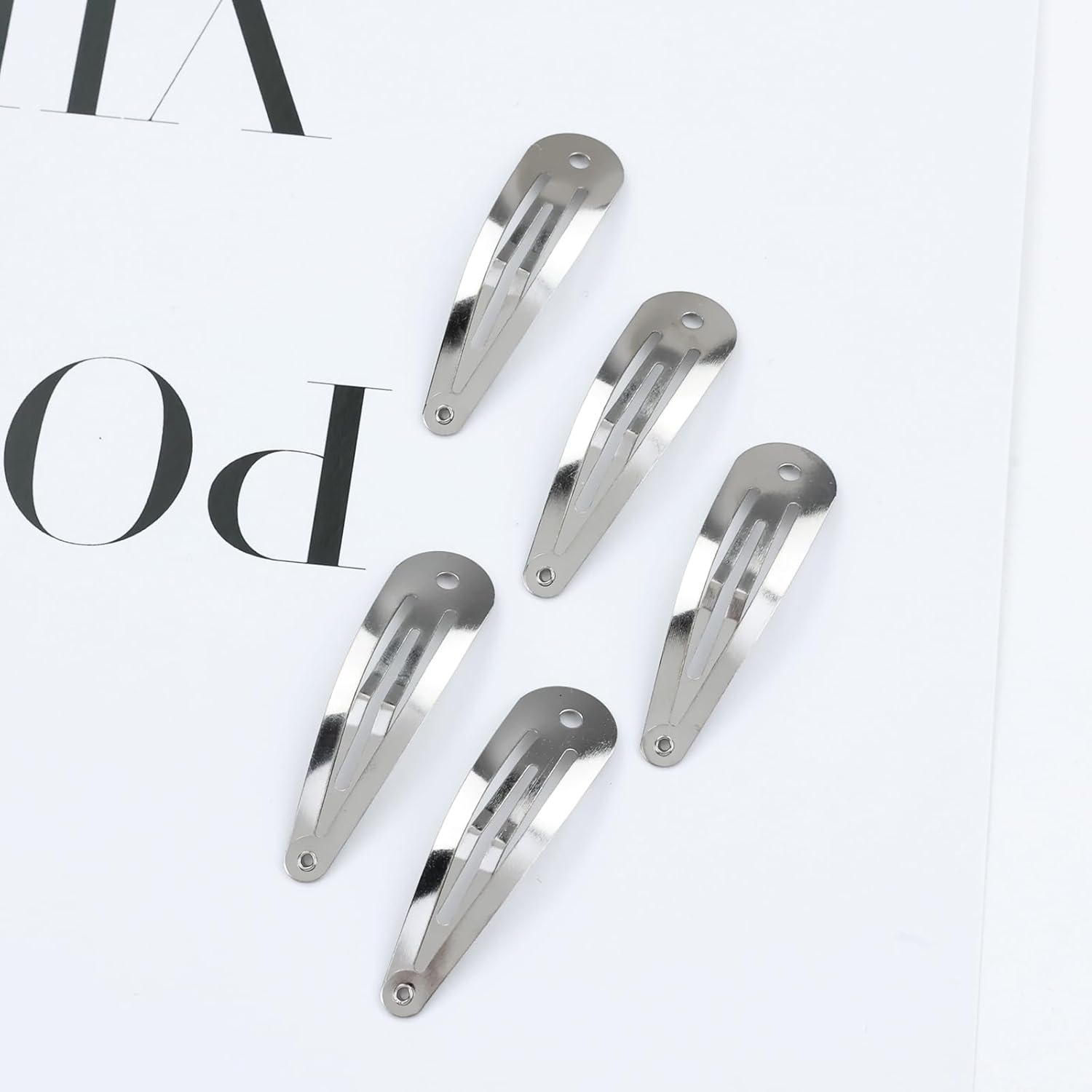 Cinaci 120 Pack Bulk Solid Plain Blank DIY Craft 5Cm/2" Silver Metal Snap Hair Clips with Hole Hair Barrettes for Women Girls Baby Toddlers Kids Teens Hair Accessories image number 4