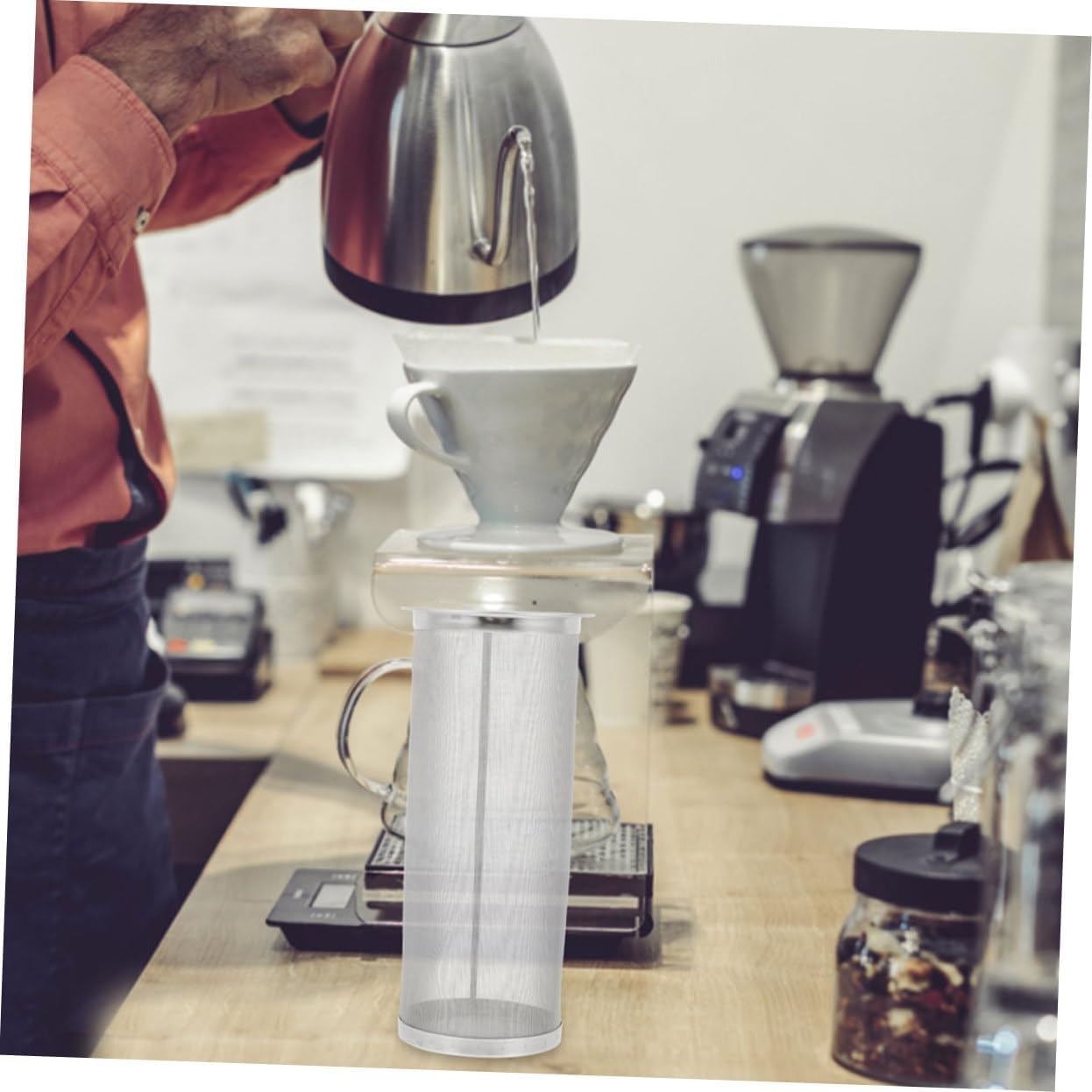 FUNOMOCYA Stainless Steel Reusable Coffee Filter for Jar Cold Brew Tea Strainer Portable Infuser Multipurpose Fruit Juice Filter Suitable for Home Travel Cafe Use image number 6