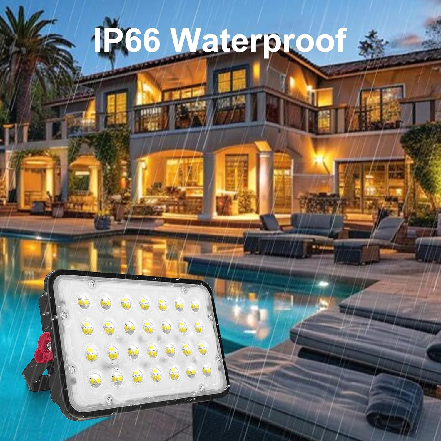 2 Pack 50W LED Flood Light Outdoor, 5000LM LED Work Light, Floodlight with Plug On/Off Switch, 6500K Portable Exteriores Security Light for Yard, Garden, Stadium, Playground image number 4