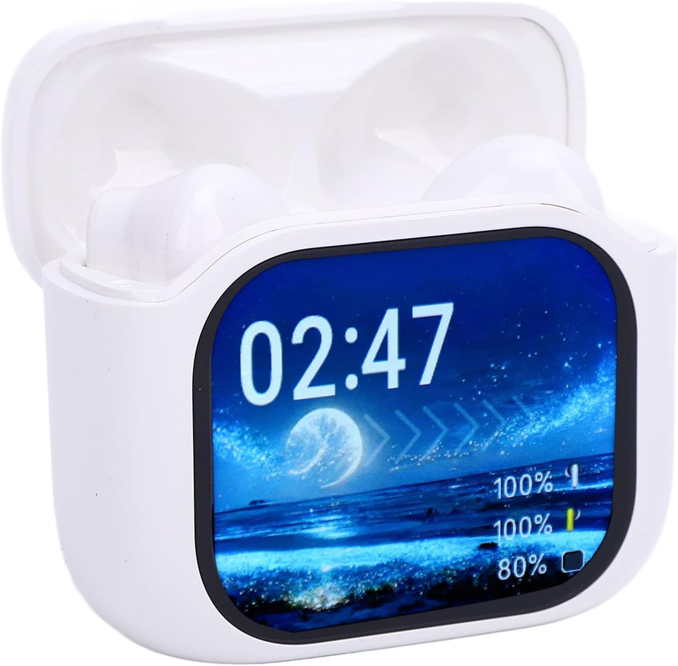 Luocute Language Translator Earbuds, Real Time Translation Earbuds, 144 Languages 5.4 Hifi with Color Screen Charging Case, Offers 6 Hours Play Time and 30 Hours Standby Time. (White) image number 5