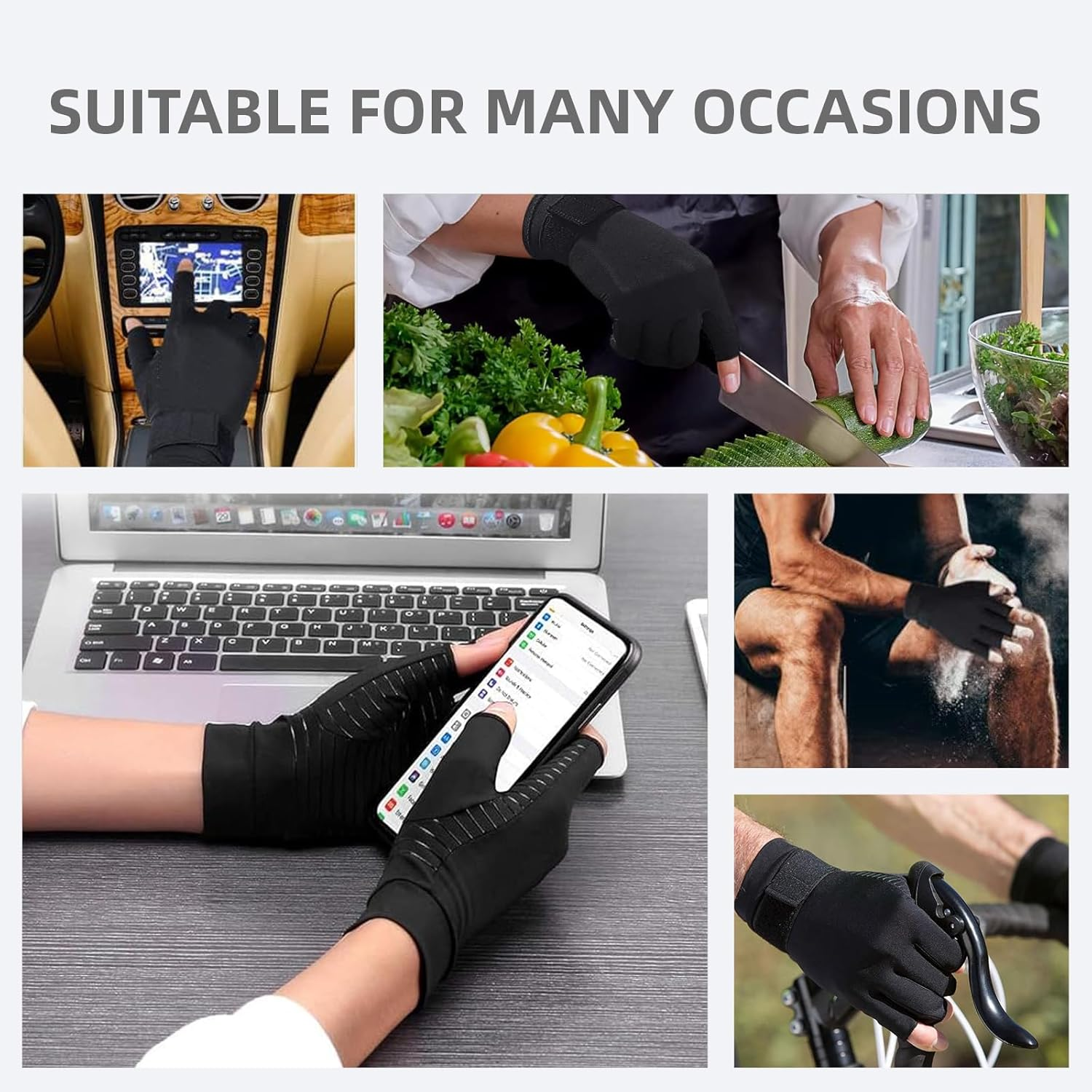 1 Pair Compression Gloves, Copper Arthritis Gloves for Women & Men - Relieve Joint Pain, Carpal Tunnel, Rheumatoid Arthritis, Swelling & Fatigue, Hand Brace Support