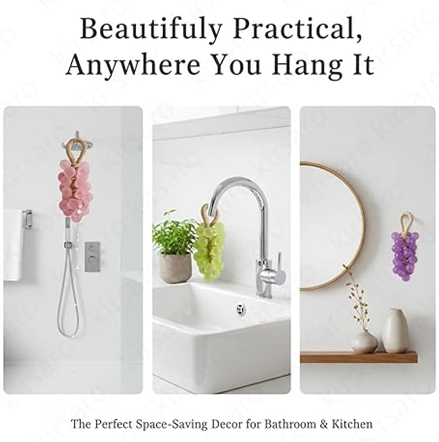 Handmade Crystal Grape Soap on a Rope, Grape Shaped Soap, Facial Cleansing Bathing Hand Washing Indoor Decorations Indoor Decorations(Peach) - Calendula image number 3